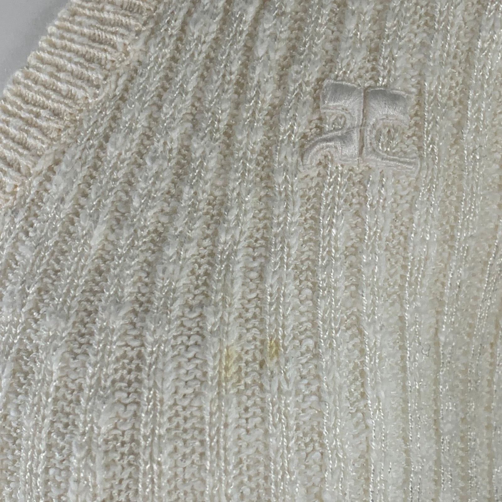 Courreges COURREGES 0 Cream Acrylic Cotton Rib Knit V-Neck Cardigan Size XS / US 0-2 / IT 36-38 - 5 Thumbnail
