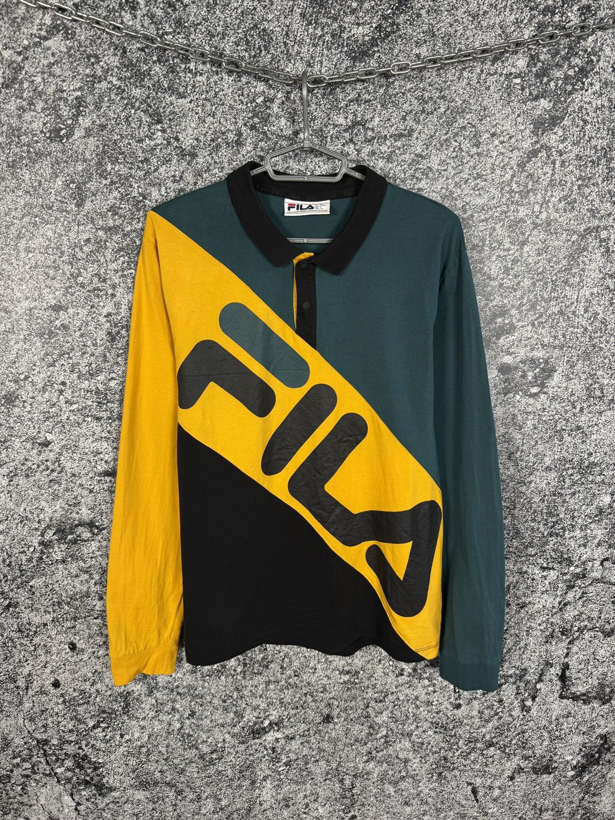 Fila Men’s FILA Polo Long Sleeve Polo Rugby Shirt Big Logo Size L Size US L / EU 52-54 / 3 - 1 Thumbnail