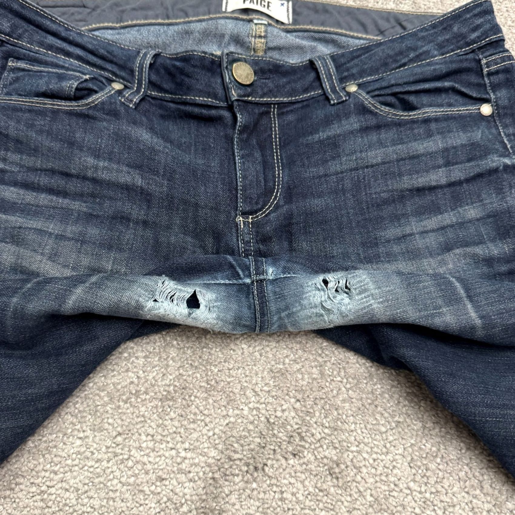 Paige Paige Skyline Straight Denim Jeans Womens 29 Blue Dark Wash Low Rise 32x33 Pants Slim Boyfriend? Size 29" - 7 Thumbnail