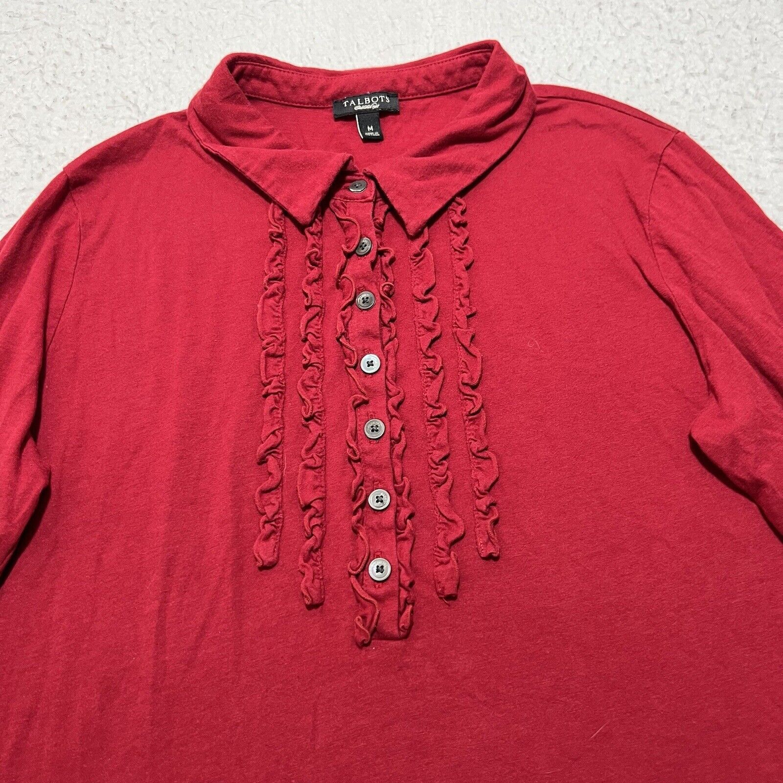 Other Talbots Medium Collared Top Lettuce Trim Button Up Shirt Size M / US 6-8 / IT 42-44 - 2 Thumbnail