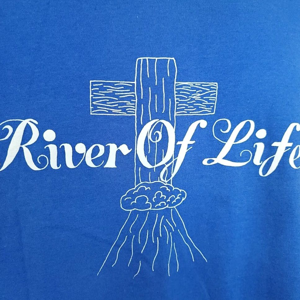 Vintage VINTAGE Screen Stars Christian T Shirt Mens XL Blue 90s River Of Life Jesus Made In USA Shirt Size US XL / EU 56 / 4 - 3 Thumbnail