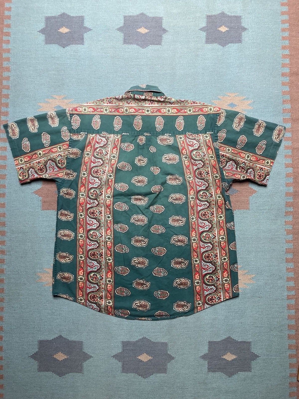 Vintage Vtg button shirt all over print paisley stripe cotton medium Size US M / EU 48-50 / 2 - 5 Thumbnail