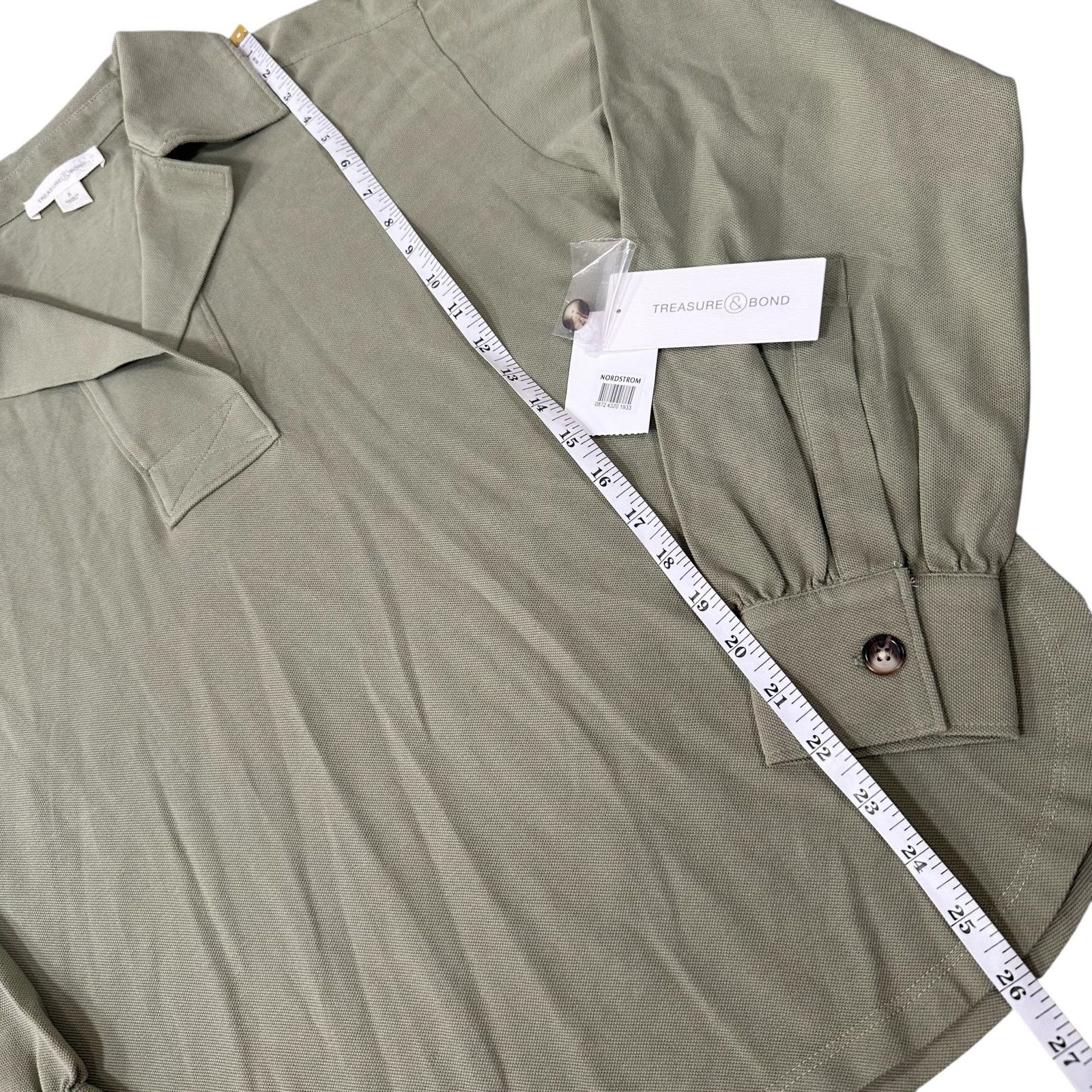 Treasure & Bond Treasure & Bond Womens Collared Tunic Top Olive Acorn Size S Size S / US 4 / IT 40 - 4 Thumbnail