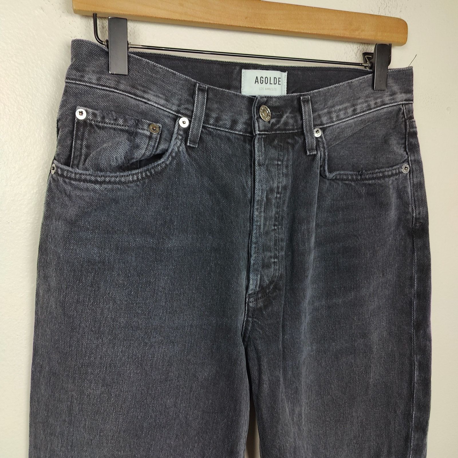 Agolde Agolde Lana Jean Womens 27 Straight Leg Black Knee Rip Size 27" / US 4 / IT 40 - 2 Thumbnail