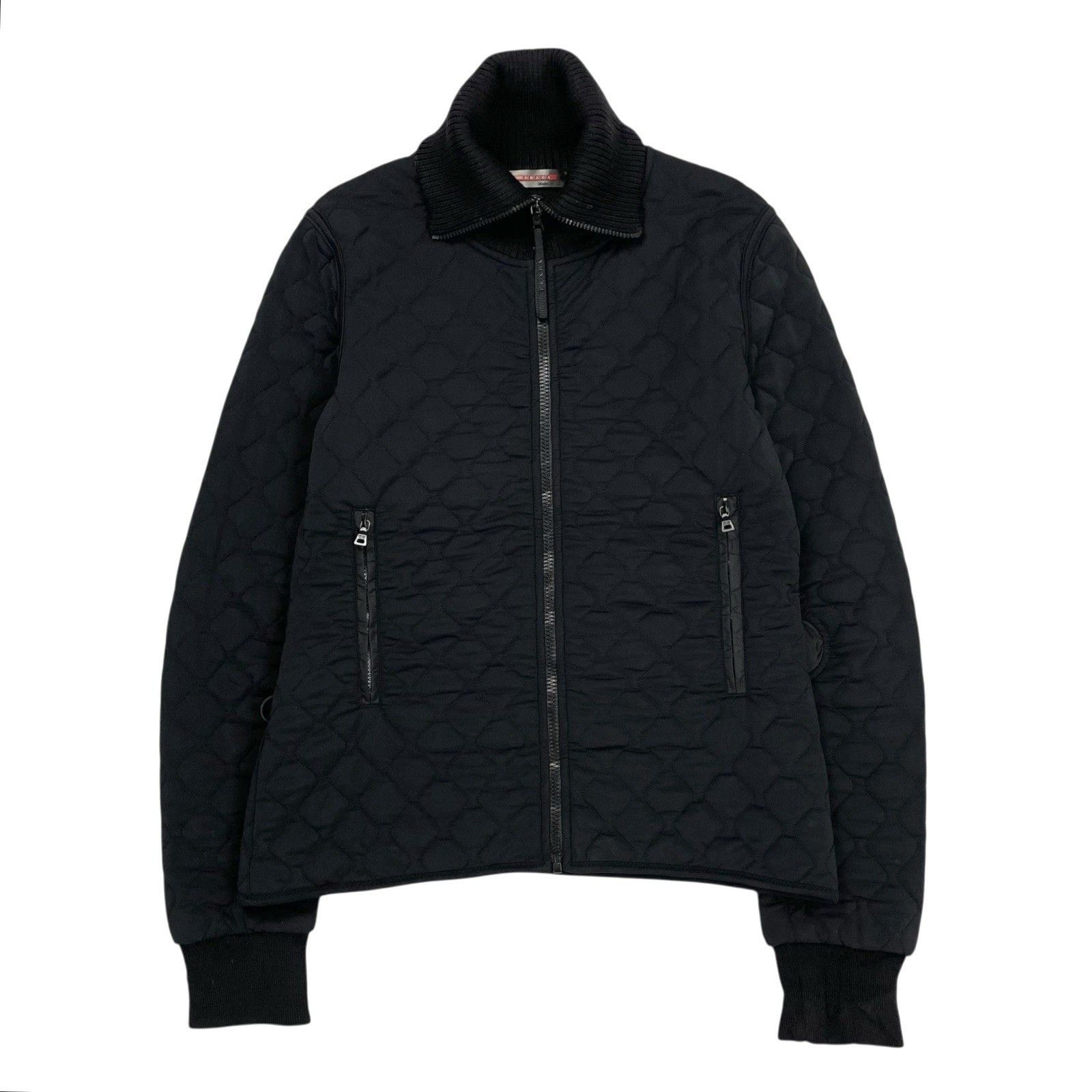 Prada Vintage Prada Sport Jacket Black Wool Nylon Quilted Knit Size L / US 10 / IT 46 - 1 Thumbnail