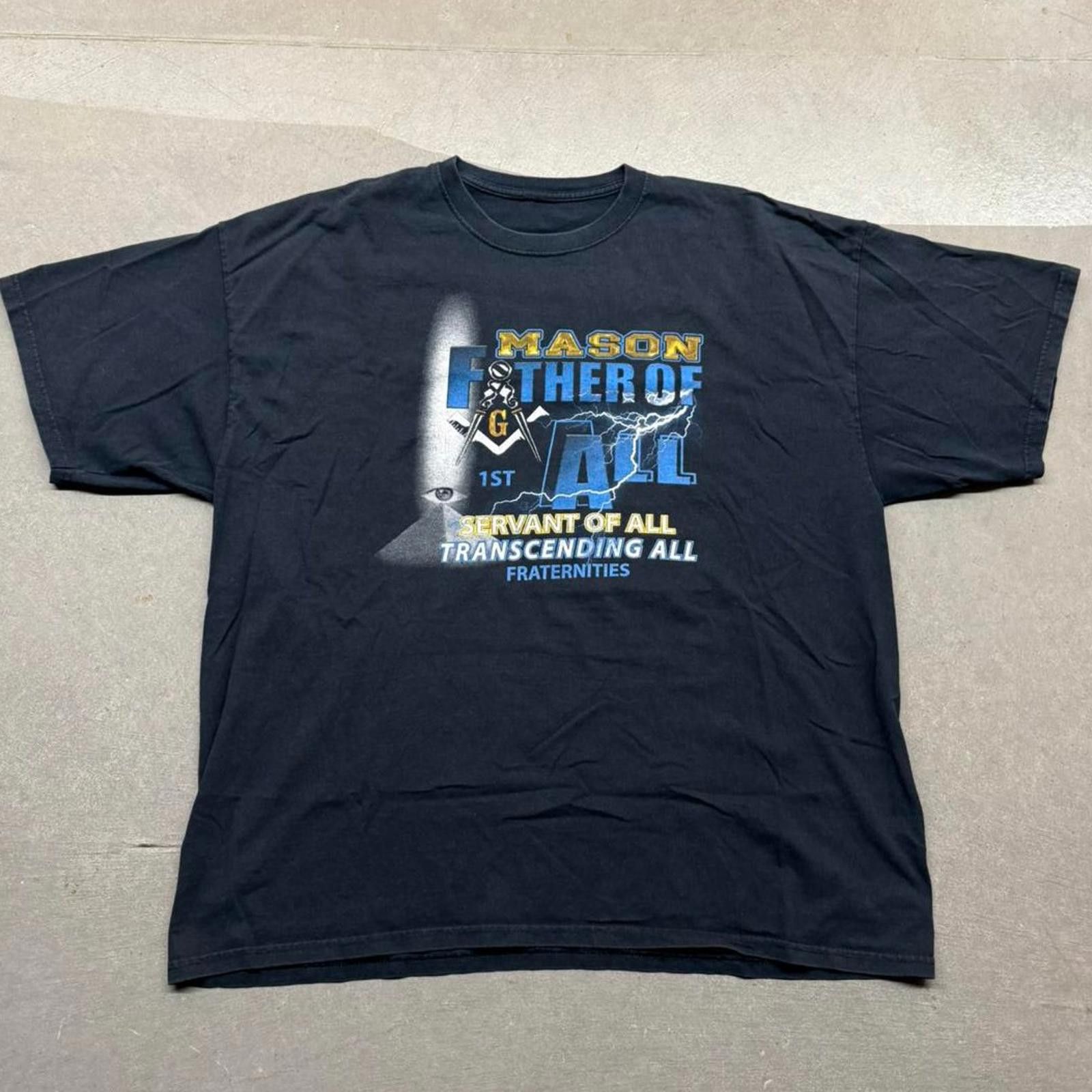 Jerzees Vintage Faded FreeMason Fraternity Graphic T-Shirt Size US XXL / EU 58 / 5 - 1 Thumbnail