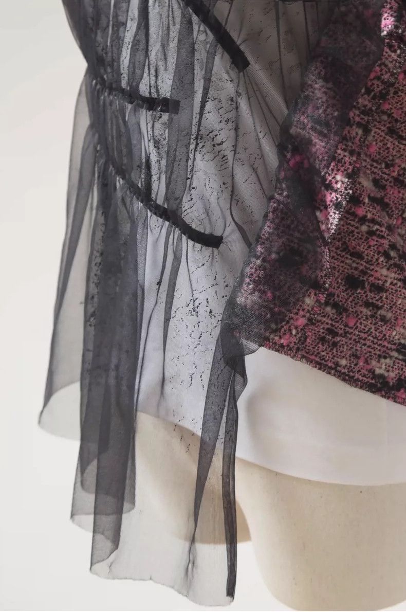 Comme des Garcons Comme Des Garcons Tulle tweed patchwork asymmetrical top Size M / US 6-8 / IT 42-44 - 7 Thumbnail