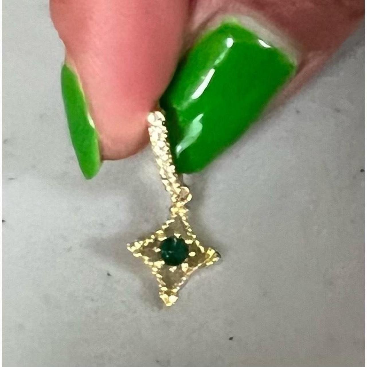 Japanese Brand × Jewelry × Vintage Gold Emerald Diamond Dangly Ear Body Earring Hoop Jewelry ✨ Size ONE SIZE - 3 Thumbnail