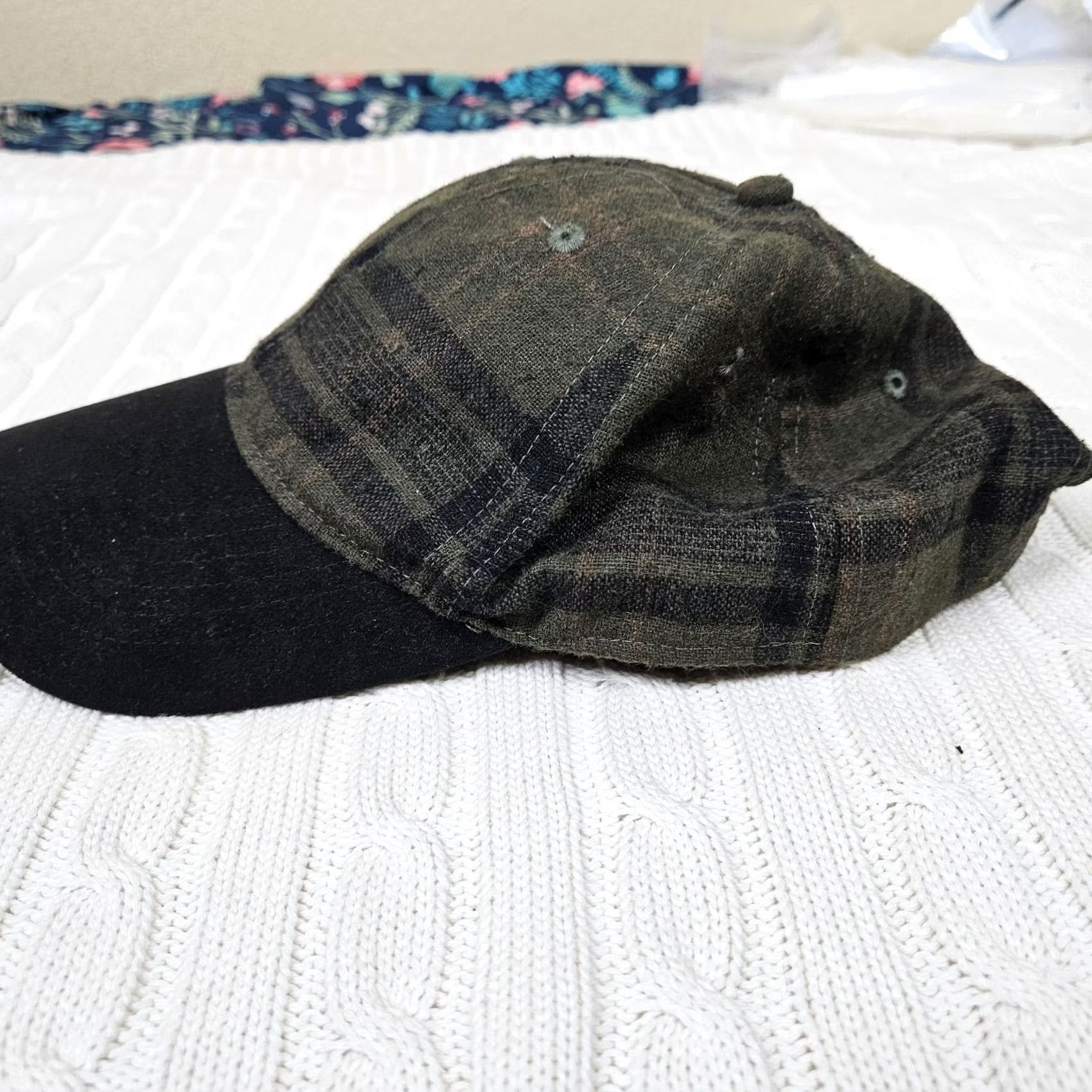 Free People Free People Women's Adjustable Plaid Check One Size Hat Brown Polyester Logo Casual Travel Activewear Fall Winter Spring Size ONE SIZE - 3 Thumbnail