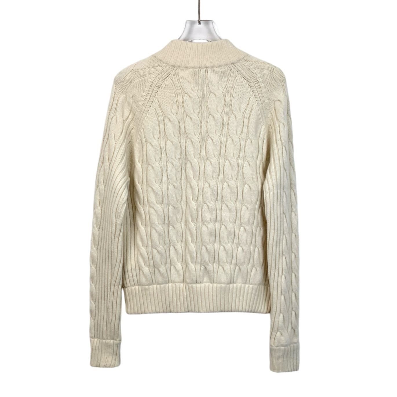 Max Mara MaxMara Beige Letter Crystal-Embellished Merino Wool Zip-Up Size L / US 10 / IT 46 - 8 Thumbnail