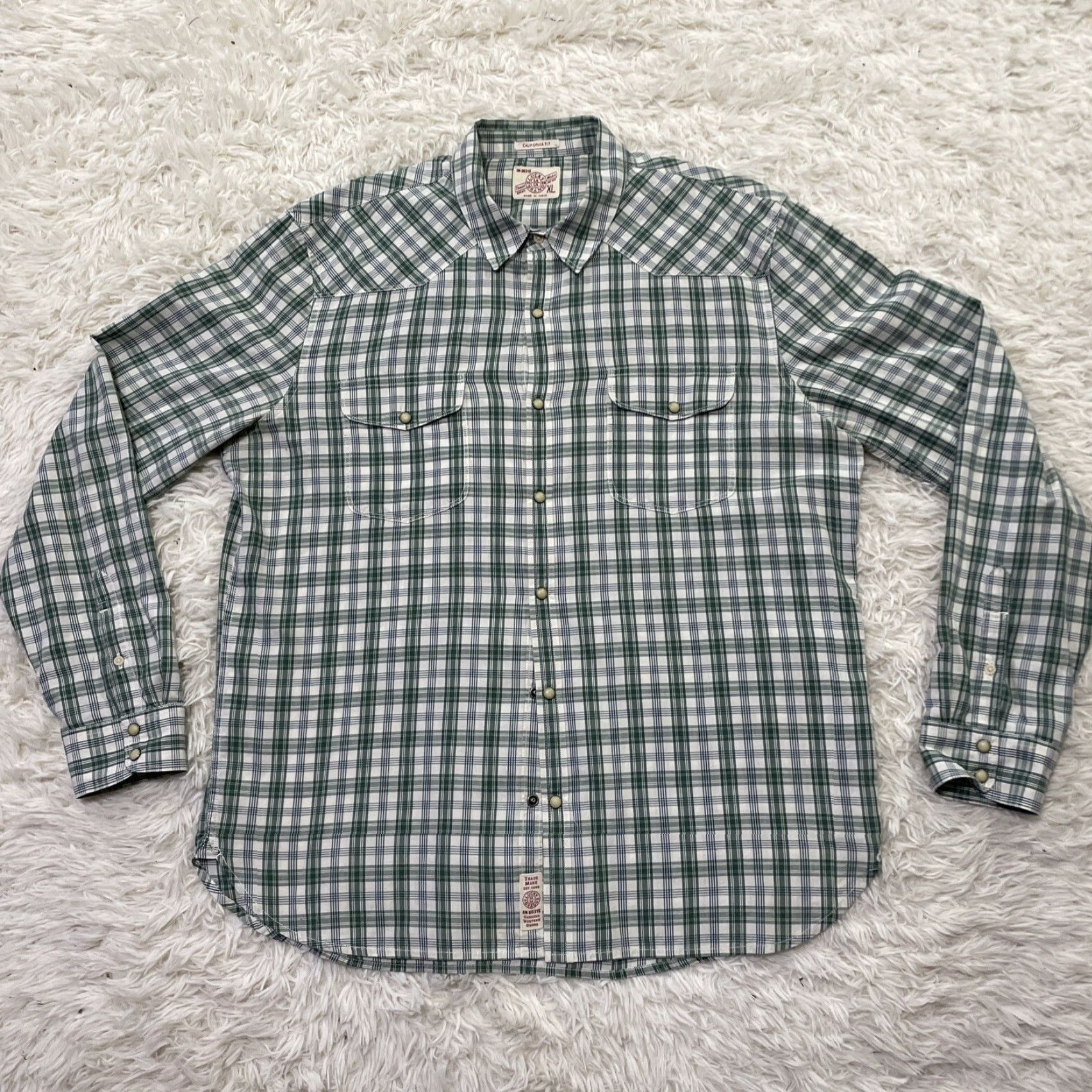 Lucky Brand LUCKY BRAND Pearl Snap Shirt Men XL Western Green Plaid California Fit 90s St. Patrick's Day Art Free-Color? Size US XL / EU 56 / 4 - 3 Thumbnail