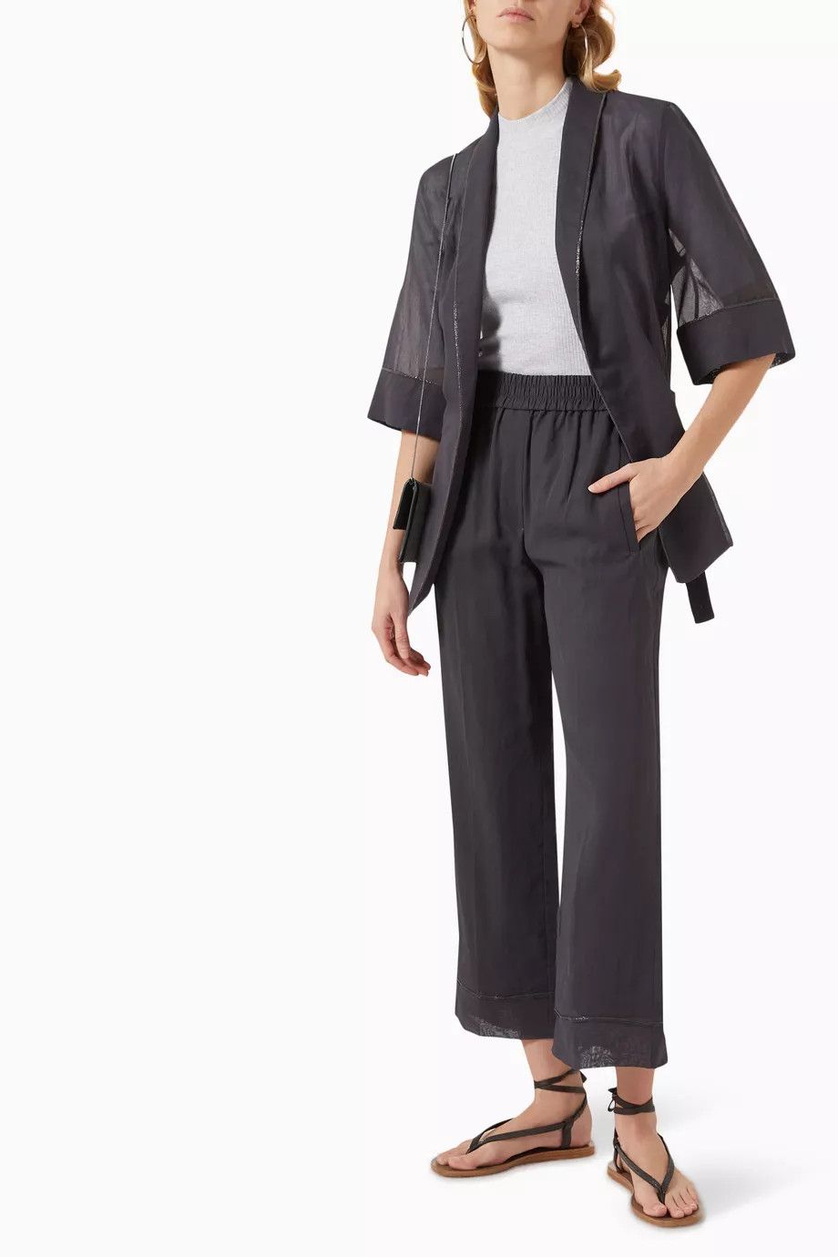 Brunello Cucinelli o1y0725 Sweatpant in Dark Gray Size 26" / US 2 / IT 38 - 2 Thumbnail