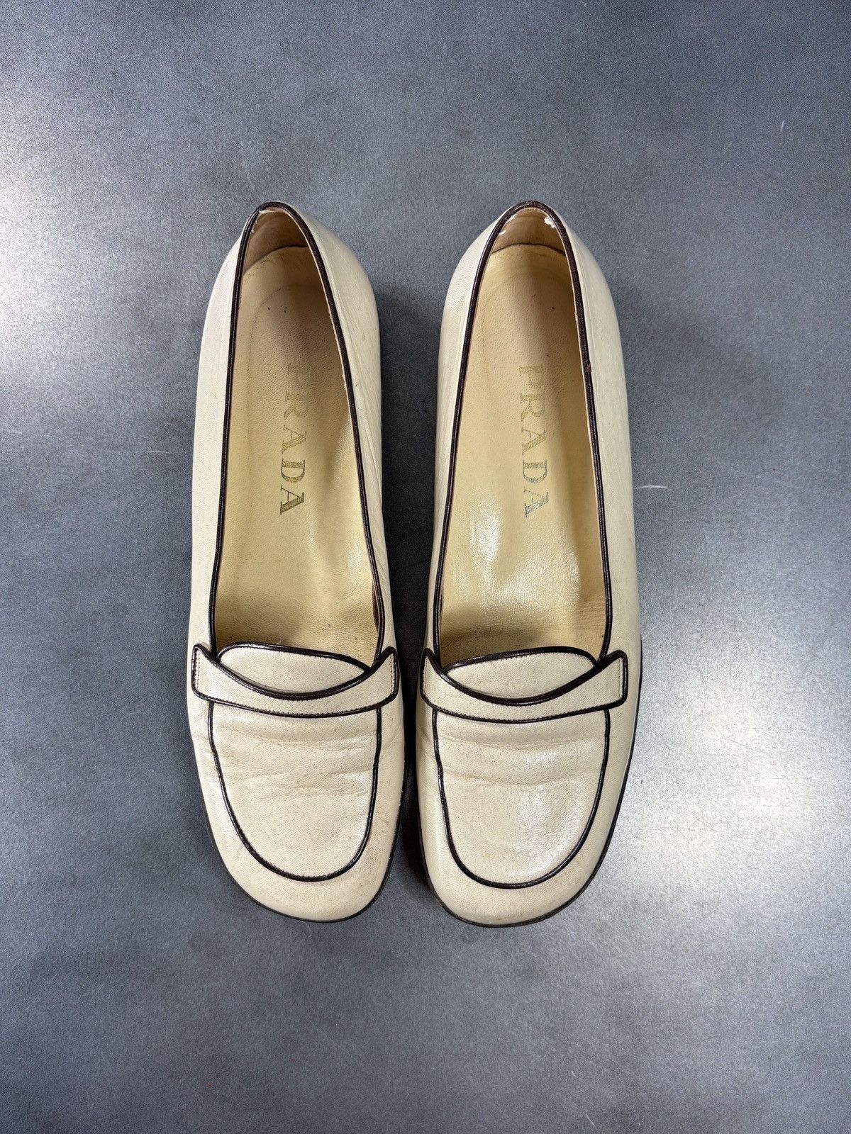 Prada Vintage Prada Loafers 1990s Leather Flats TwoTone Square Toe Size US 6.5 / IT 36.5 - 1 Thumbnail