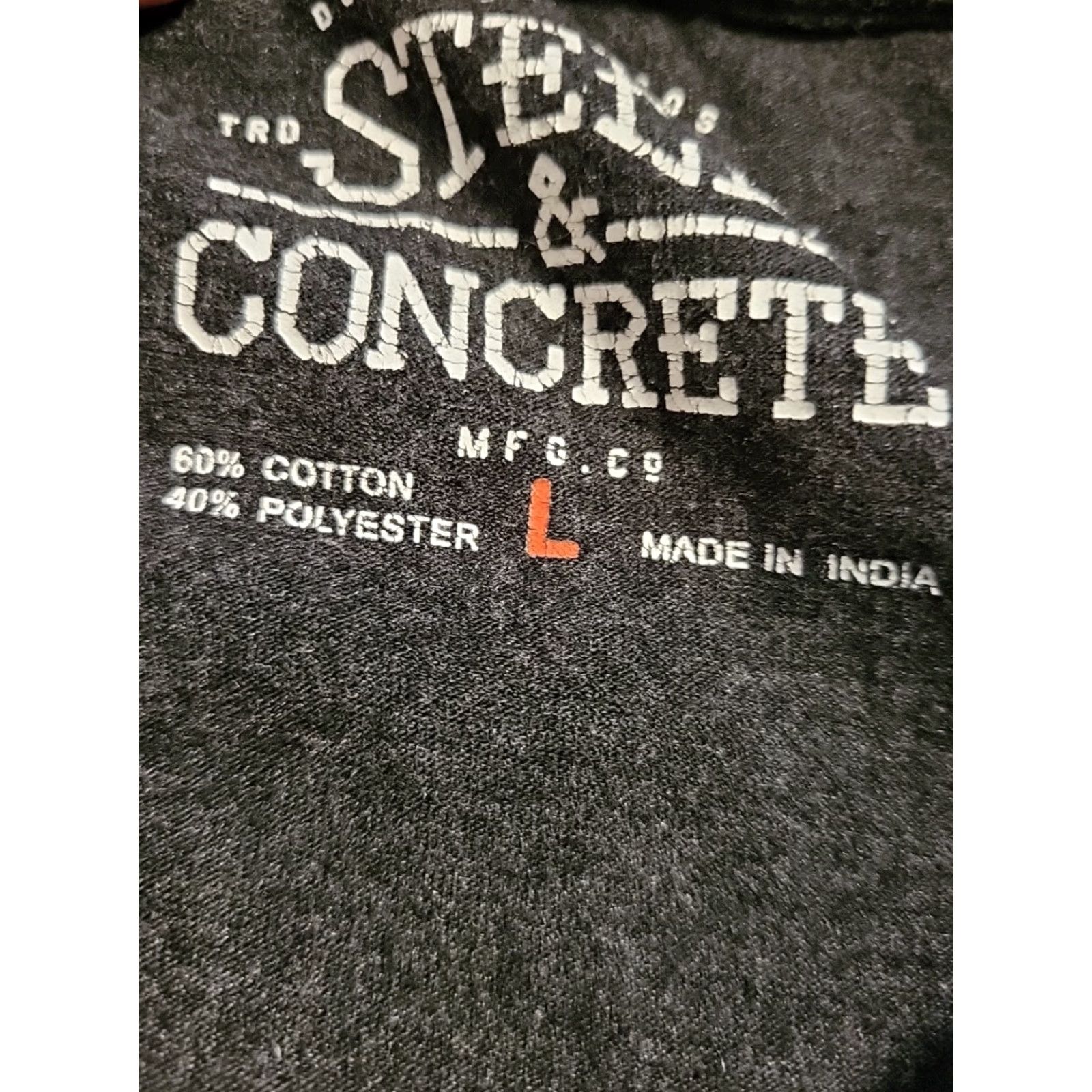 Vintage USA Patriotic Stars & Stripes T-Shirt Steel & Concrete L SS Gray Mens Regular Cotton Blend Shirt Size US L / EU 52-54 / 3 - 5 Thumbnail