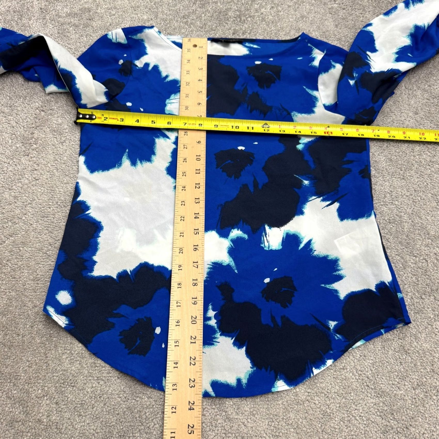 Banana Republic Banana Republic Floral Boat Neck Blouse Women XS Blue Tie Cuff Sleeve Casual Top Size XS / US 0-2 / IT 36-38 - 7 Thumbnail