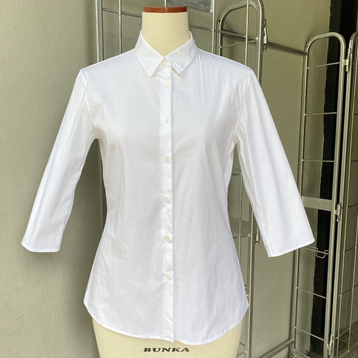 Jil Sander JIL SANDER White Collared Button-Down Blouse Size XXS / US 00 / IT 34 - 9 Thumbnail