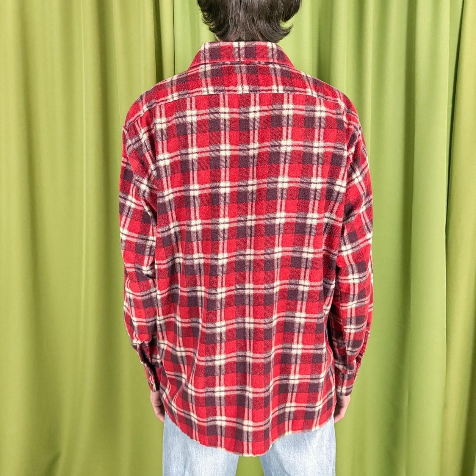 Vintage 80s Vintage Red and Black Plaid Flannel Shirt Size L / US 10 / IT 46 - 4 Thumbnail