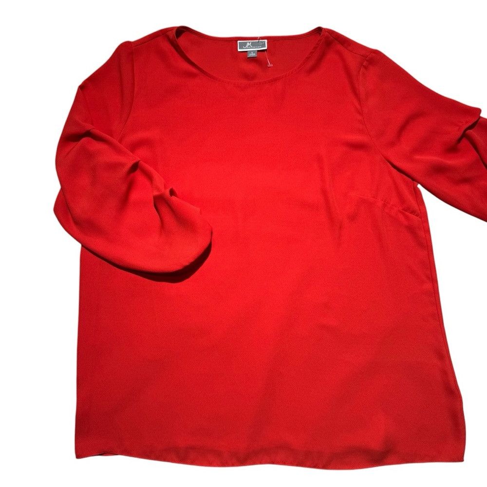 JM Collection JM Collection Red 3/4 Sleeve Blouse Size L Size L / US 10 / IT 46 - 6 Thumbnail