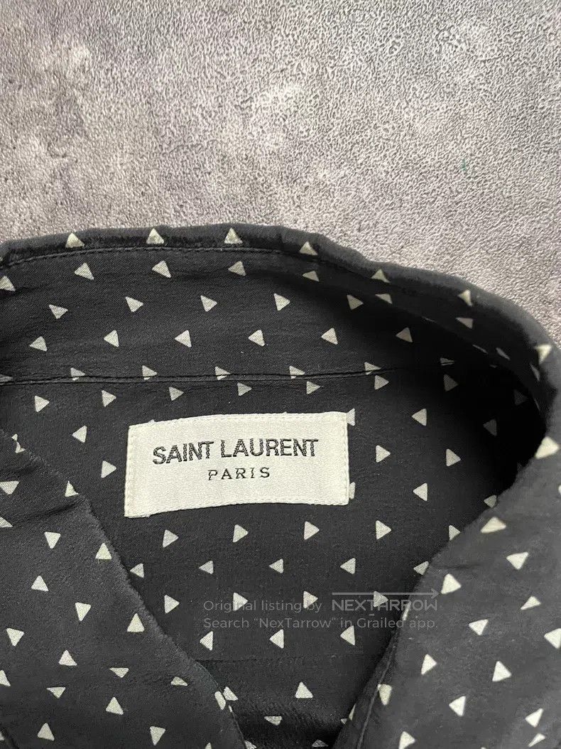 Saint Laurent Paris Saint Laurent Paris All-Over Triangle Printed Silk Shirt Size US XXS / EU 40 - 3 Thumbnail