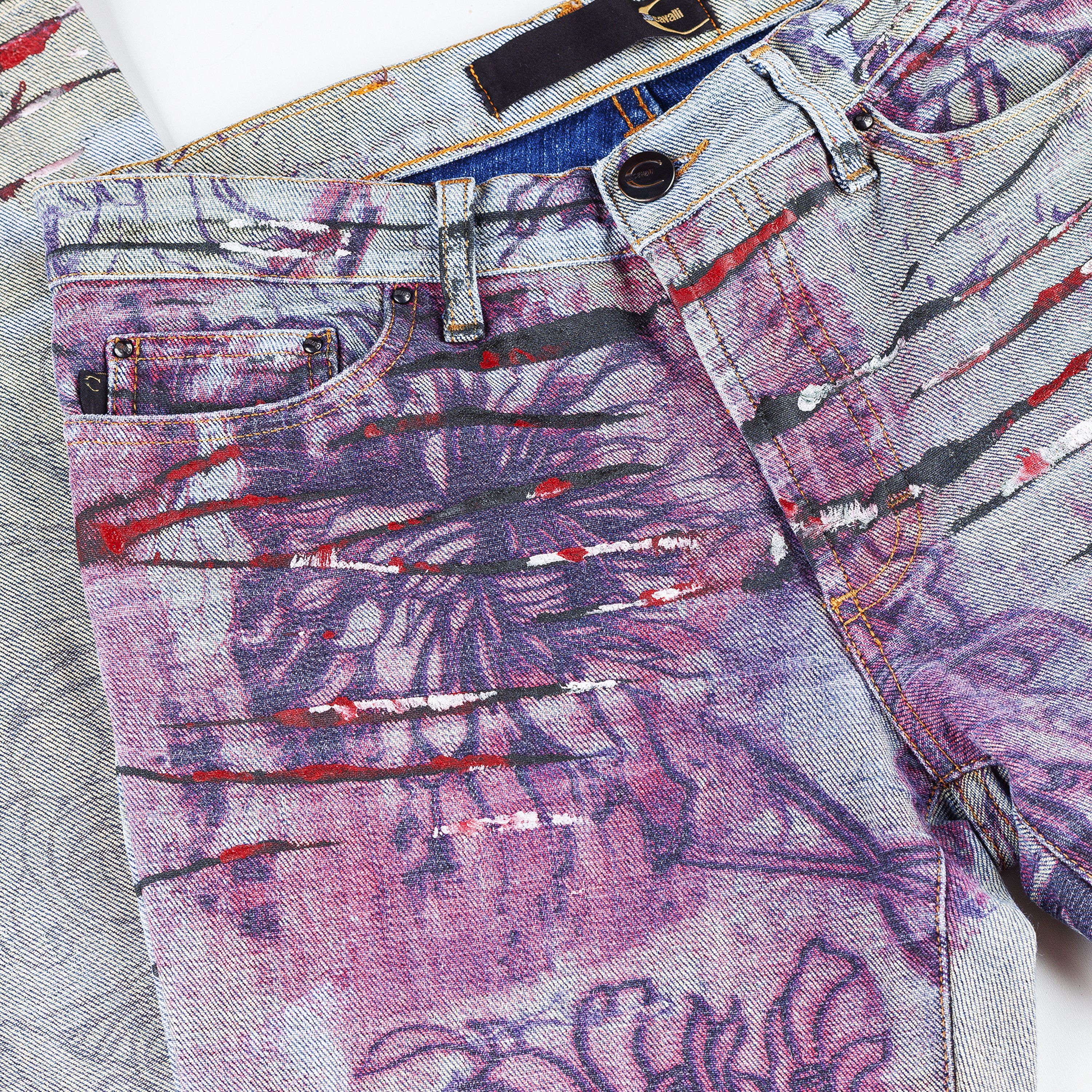 Just Cavalli Just Cavalli Scars Flowers Vintage Abstract Denim Jeans (XS) Size 27" / US 4 / IT 40 - 5 Thumbnail