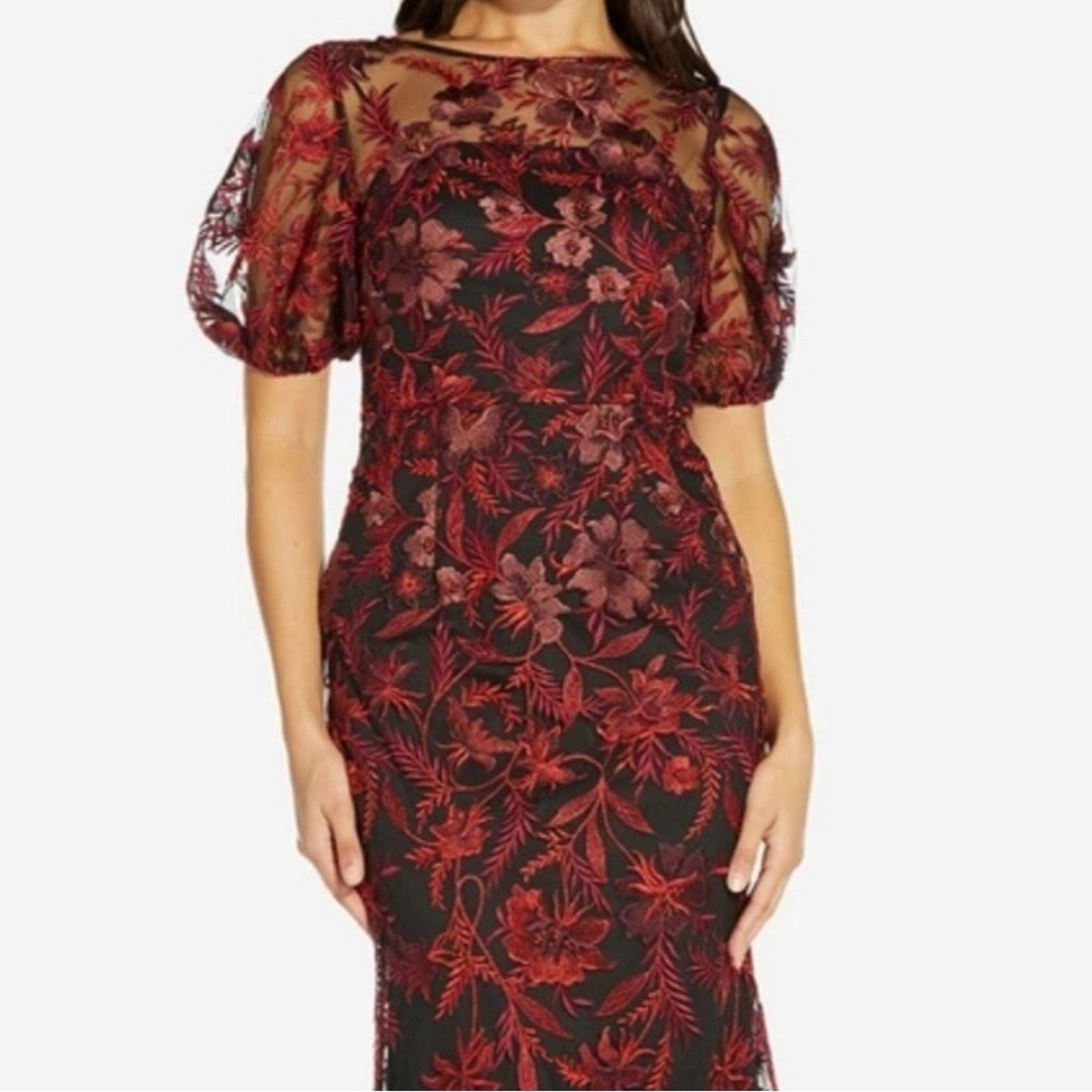 Adrianna Papell NWOT Adrianna Papell Metallic Red & Black Embroidered Gown 6 Size M / US 6-8 / IT 42-44 - 2 Thumbnail