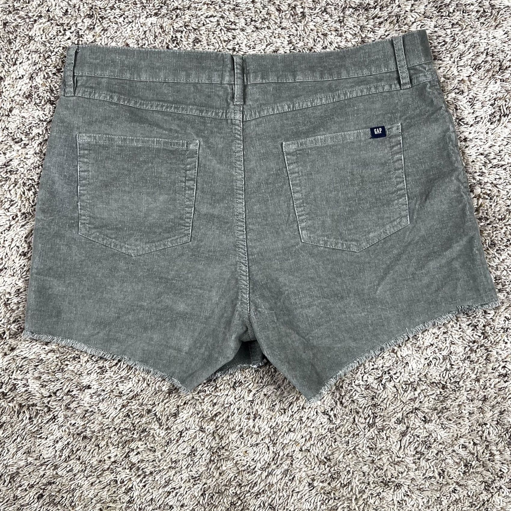 Gap Gap Shorts Women 12 Corduroy Midi Cut Off Cotton Stretch Mid Rise Dark Green Size 34" / US 12 / IT 48 - 3 Thumbnail