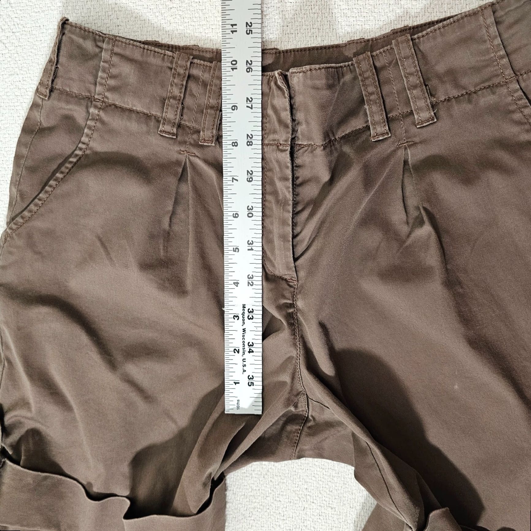 J. Jill J. Jill Shorts Women Bermuda 4P Petites Brown Cotton Cuffed Slash Pocket Zip Mid Rise 5.5 In Solid Flat Front Casual Spring Summer Classic Size 27" / US 4 / IT 40 - 4 Thumbnail