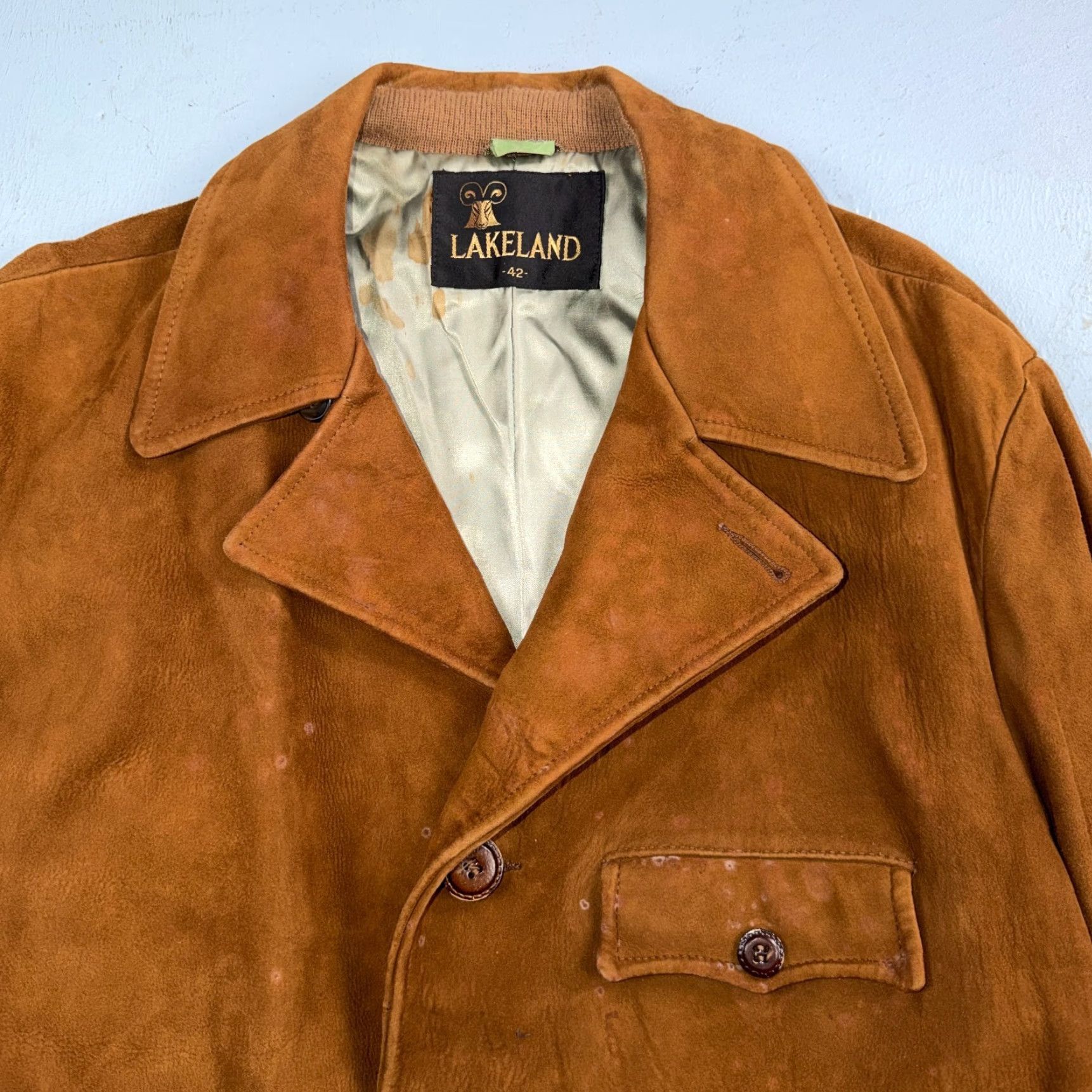 Vintage VINTAGE Lakeland Leather Western Suede Brown Jacket Chore Coat Size 42 Mens Regular Leather Lined Pockets Brown USA Retro 42 Mens Size US XS / EU 42 / 0 - 6 Thumbnail