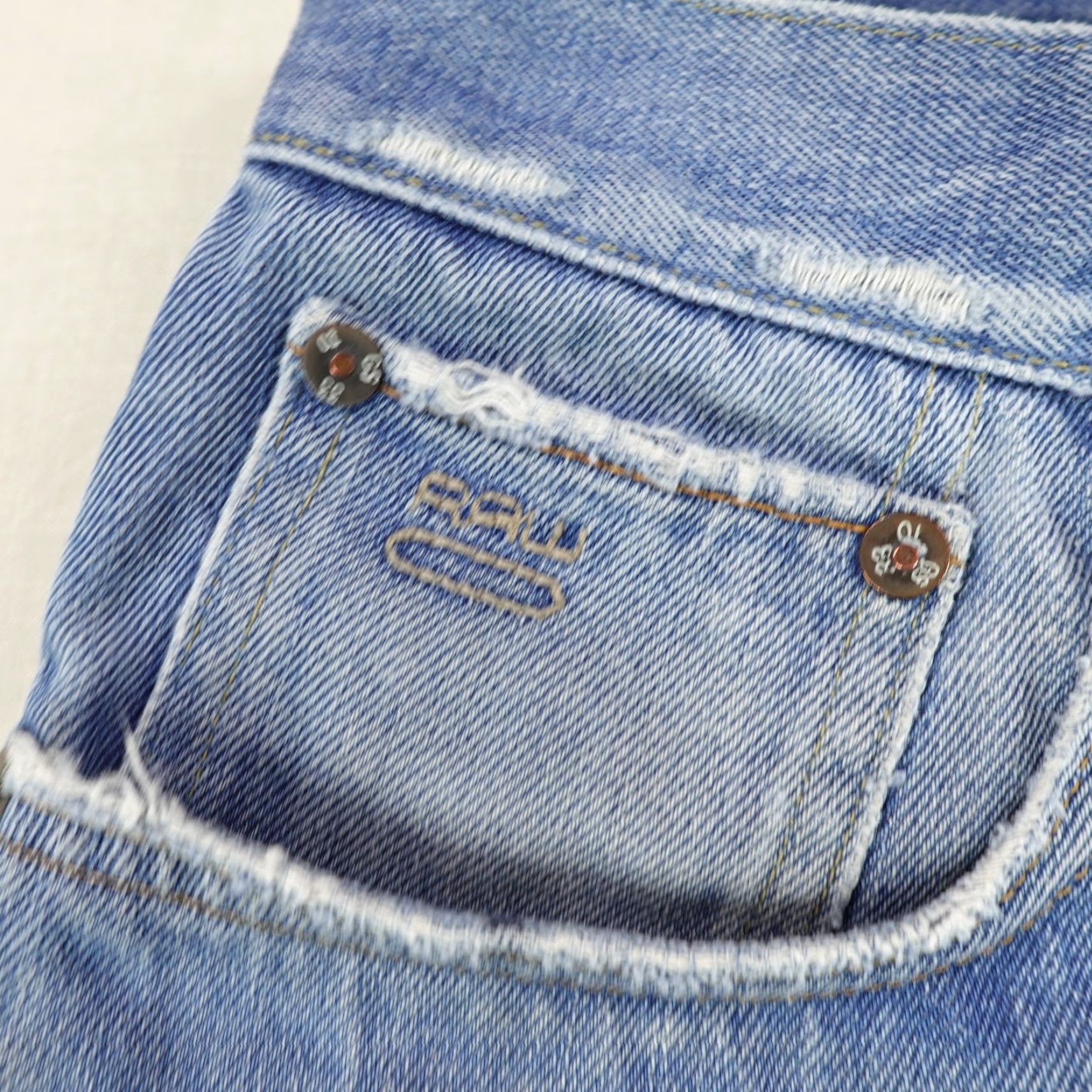 G-Star G-Star 3301 Jeans - Denim Bootcut Distressed Button Fly - Mens 34x26 Blue Denim Size US 33 - 6 Thumbnail
