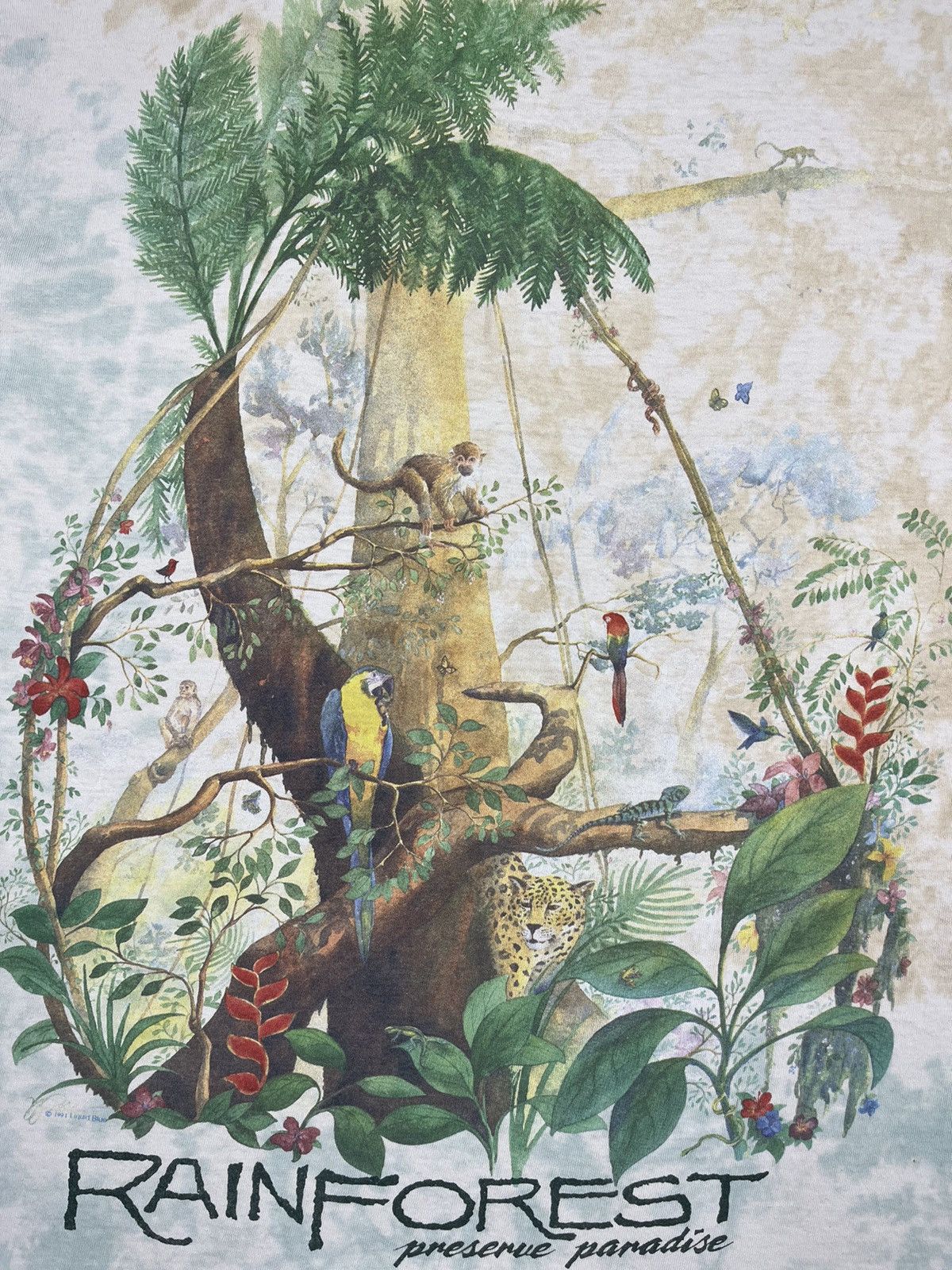 Liquid Blue Vintage 90s Liquid Blue Rain Forest ART 1991 Tropical Tee Size US XL / EU 56 / 4 - 5 Thumbnail