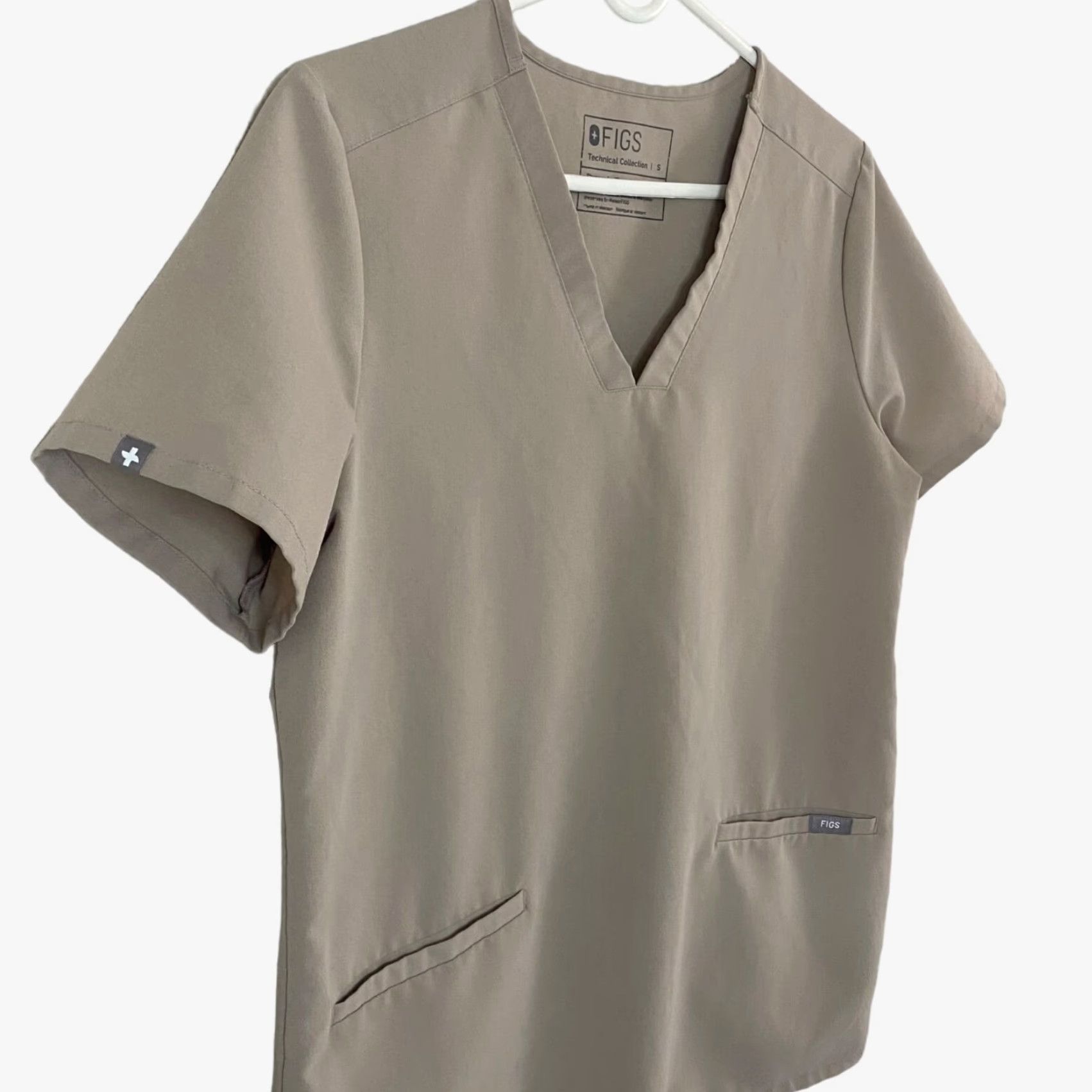 Vintage FIGS Casma Three-Pocket V-Neck Scrub Top Womens Small Tan Shirt Size S / US 4 / IT 40 - 4 Thumbnail