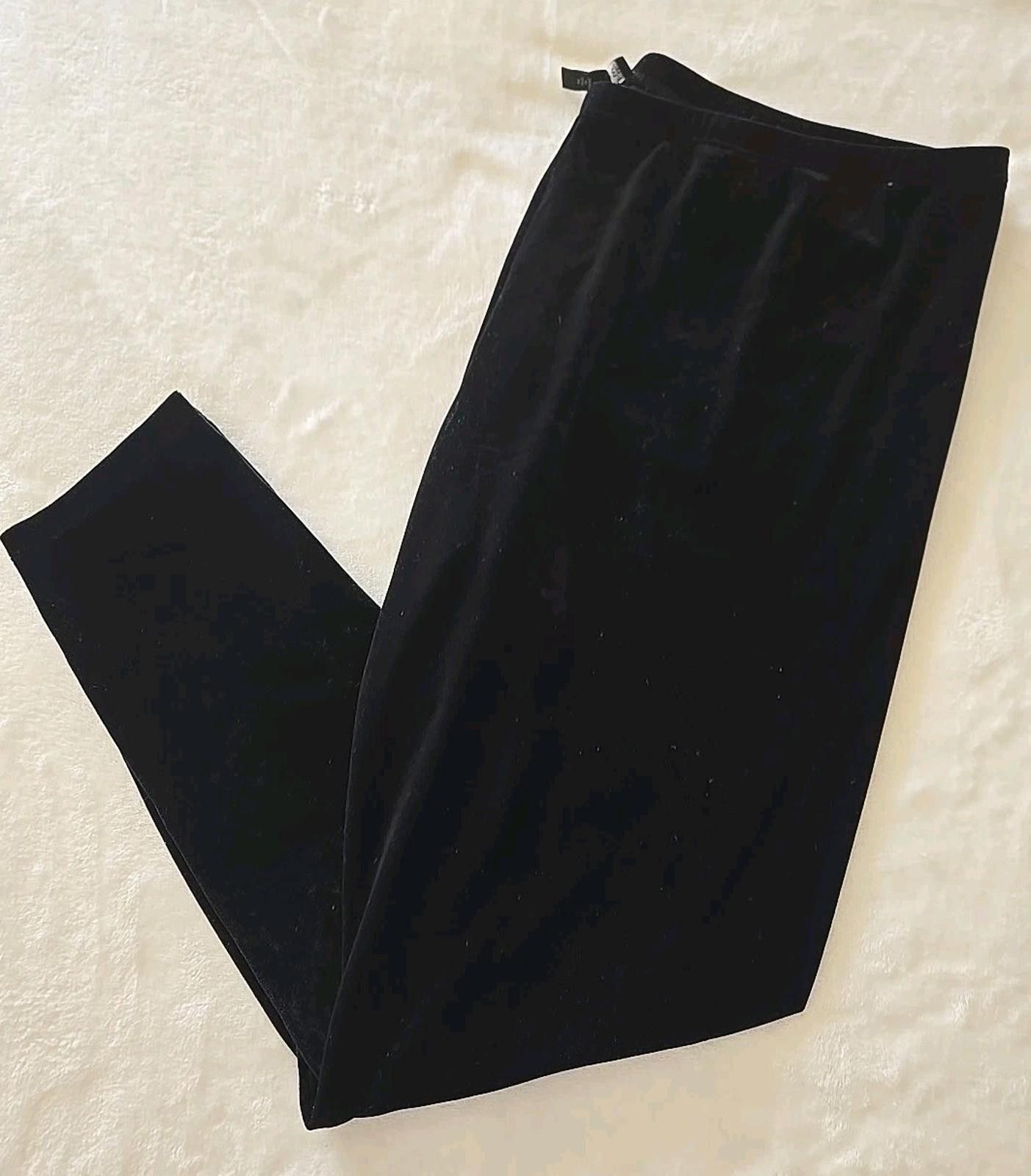 Eileen Fisher Eileen Fisher Black Stretchy Velvet Ankle Leggings Sz XL Size 40" / US 18 - 1 Thumbnail