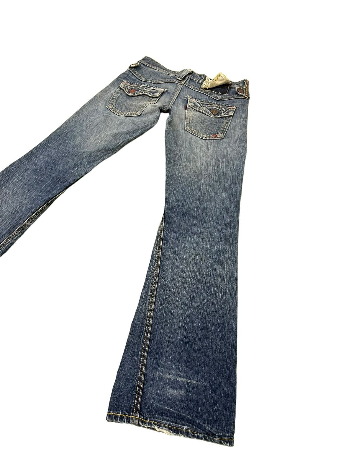 Japanese Brand Flare Jeans Edwin Faded Distres Low Rise Boot Cut 8🟦7 Size US 30 / EU 46 - 13 Thumbnail