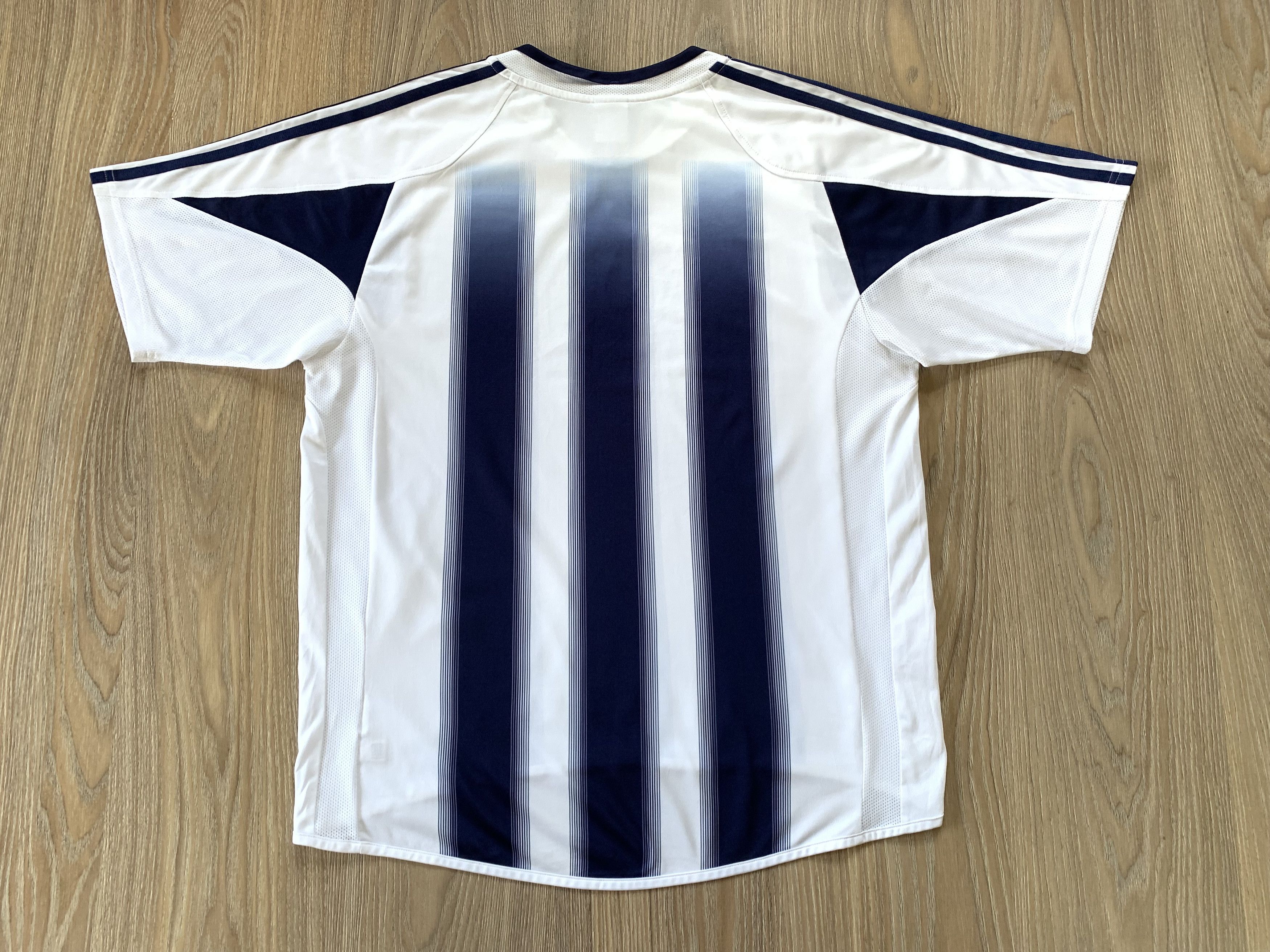 Adidas Adidas Vintage White Blue Sport Soccer Training T-Shirt Size US L / EU 52-54 / 3 - 3 Thumbnail