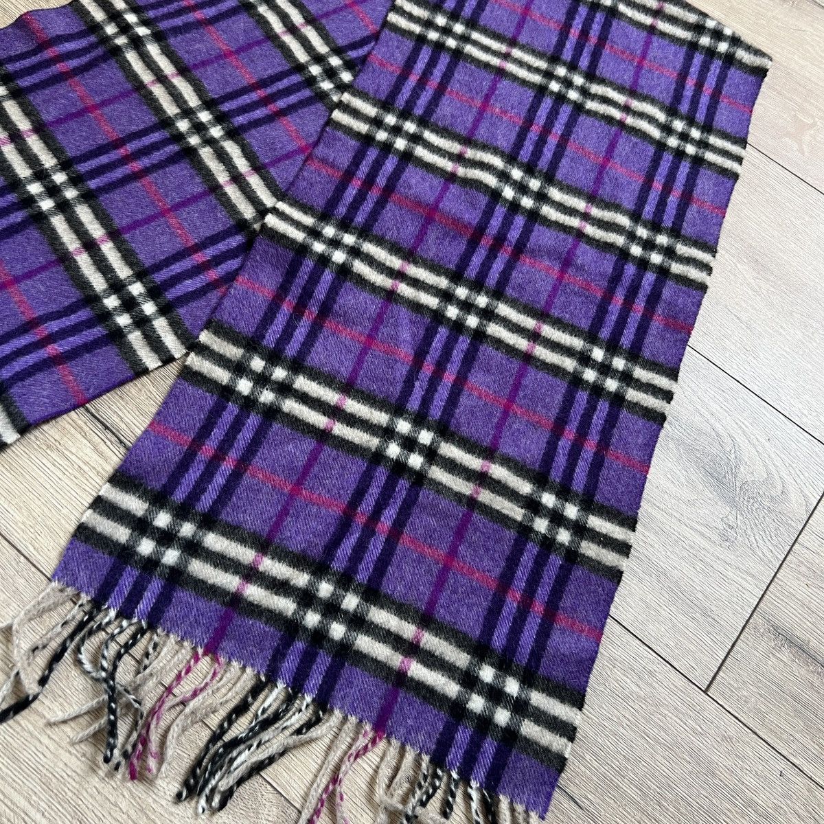 Burberry × Designer Vintage 90s Burberry Cashmere Scarf Nova Check Purple Size ONE SIZE - 3 Thumbnail
