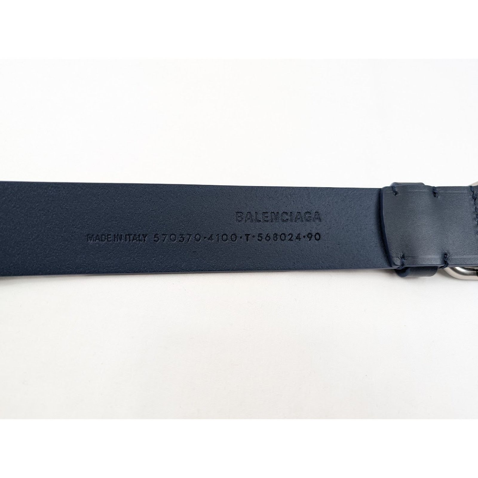 Balenciaga o1rshd1 Q:2 / Size: 85 CM / Natural Calf Large BB Belt Blue Size 34 - 6 Thumbnail