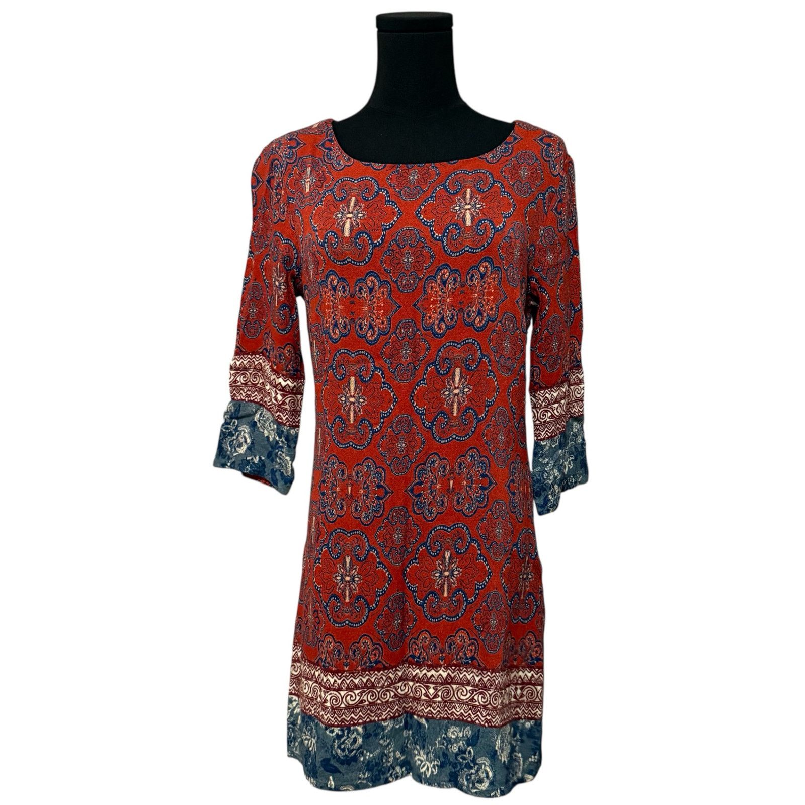 Desigual Desigual Tina Mini Dress Pattern Print Red Blue Size 40 / M Size M / US 6-8 / IT 42-44 - 1 Thumbnail