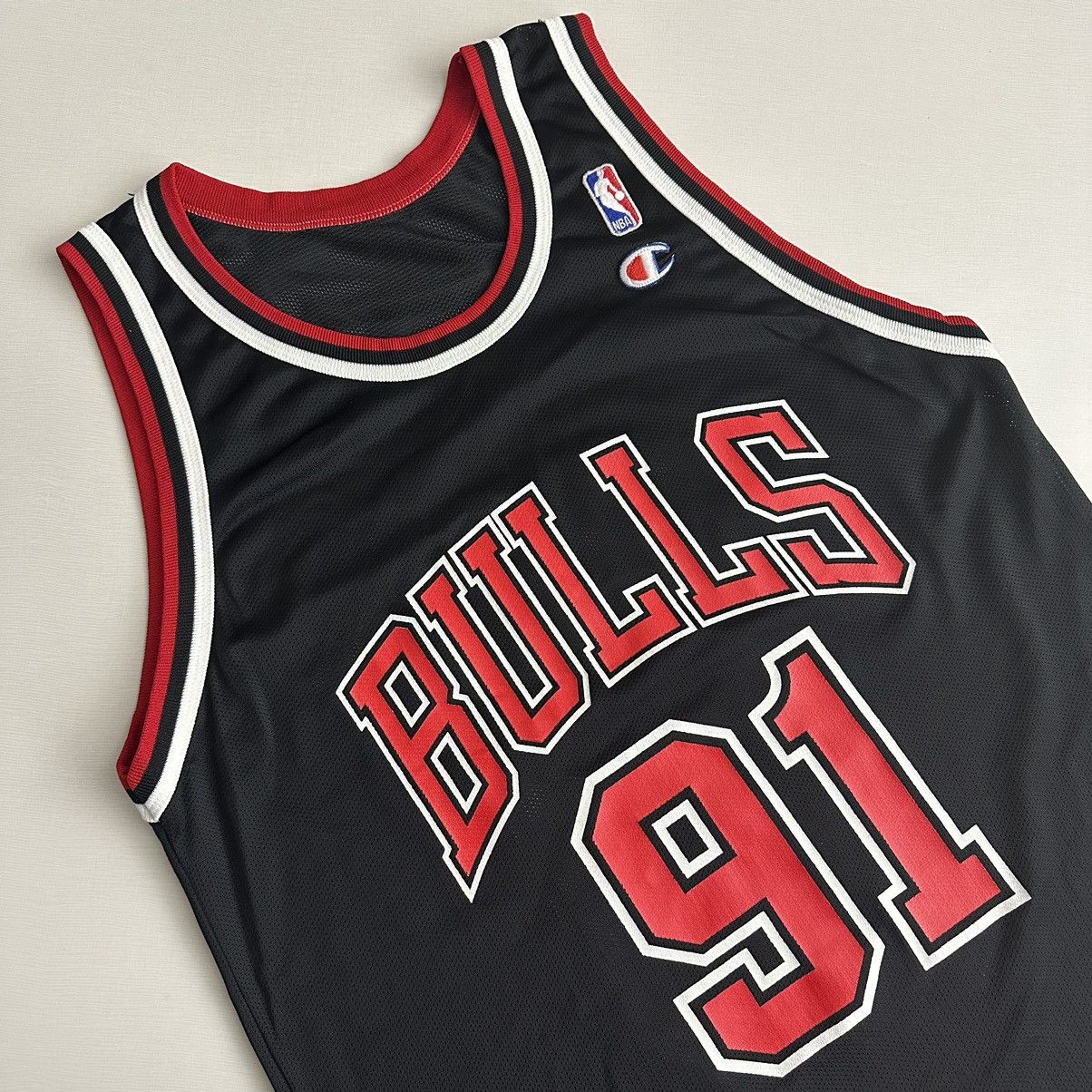 Champion × NBA × Vintage Vtg 90s Champion Jersey NBA Dennis Rodman #91 Chicago Bulls Size US L / EU 52-54 / 3 - 2 Thumbnail