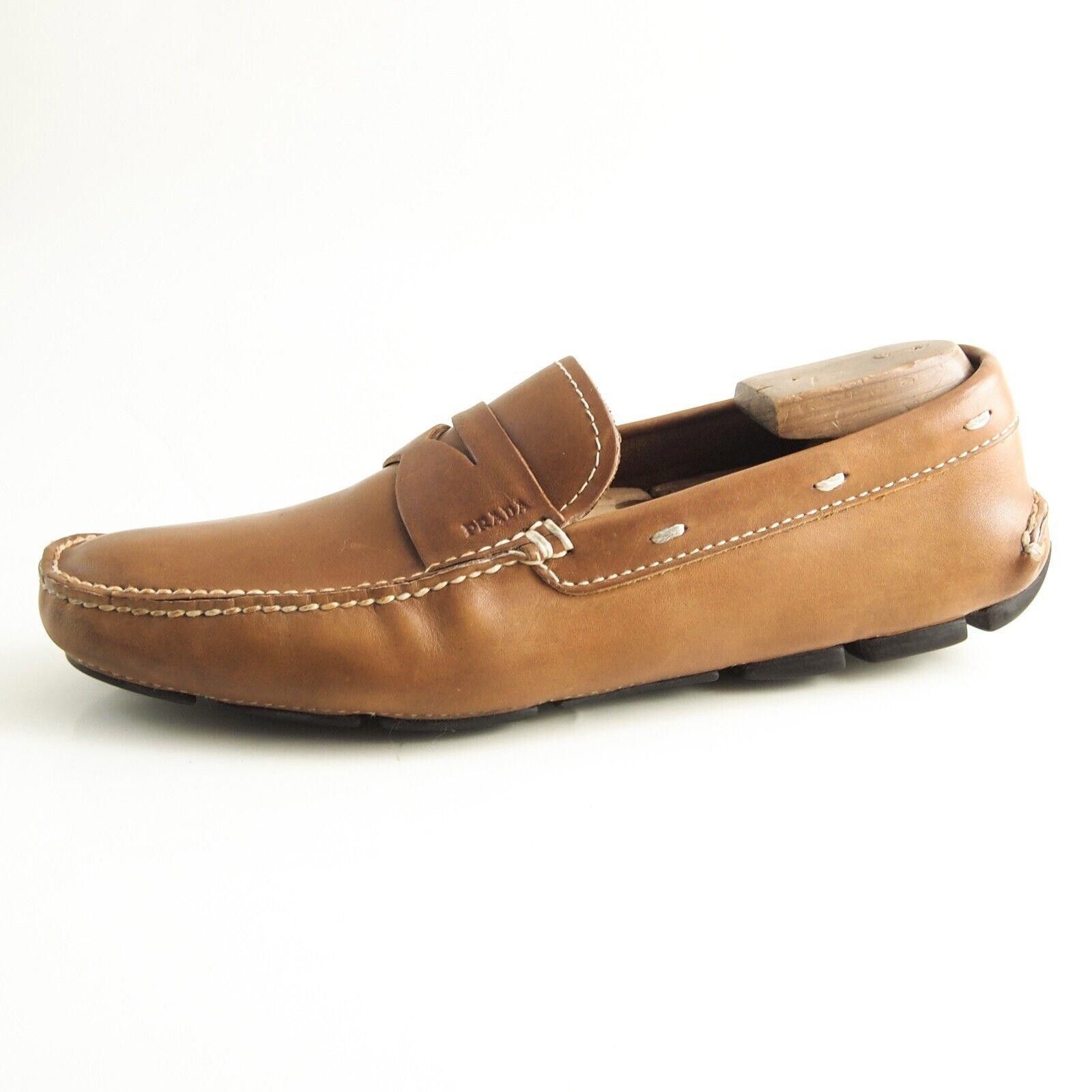Prada Prada Penny Driving Loafers Brown Leather Mens US 9 EU 42 Size US 9 / EU 42 - 1 Thumbnail