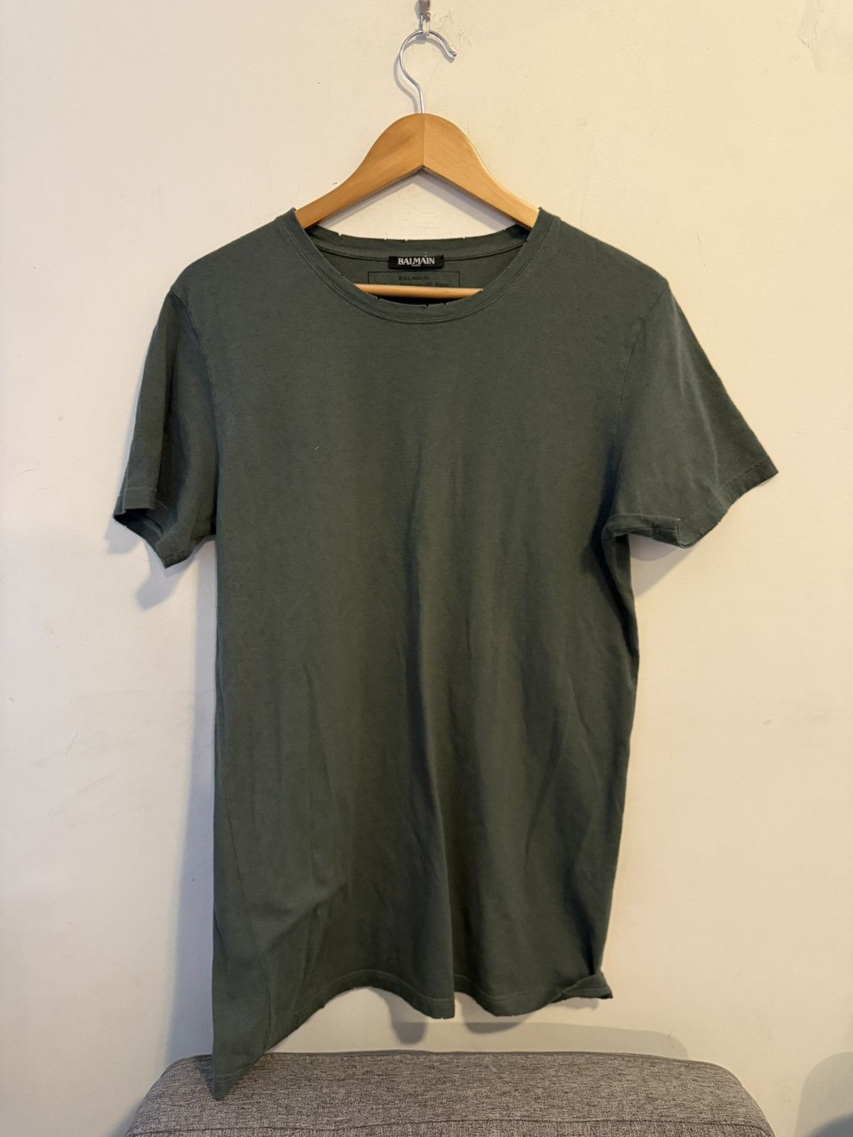 Balmain distressed 2016 t shirt size XL green olive