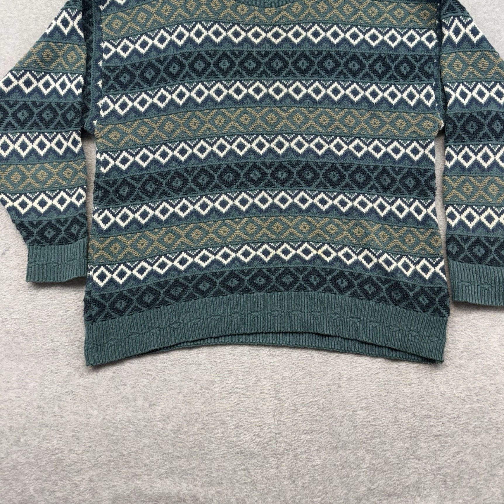 Bill Blass VINTAGE Bill Blass Sweater XL Green Pattern Crewneck USA Pullover 90s Retro Men’s Size US XL / EU 56 / 4 - 3 Thumbnail