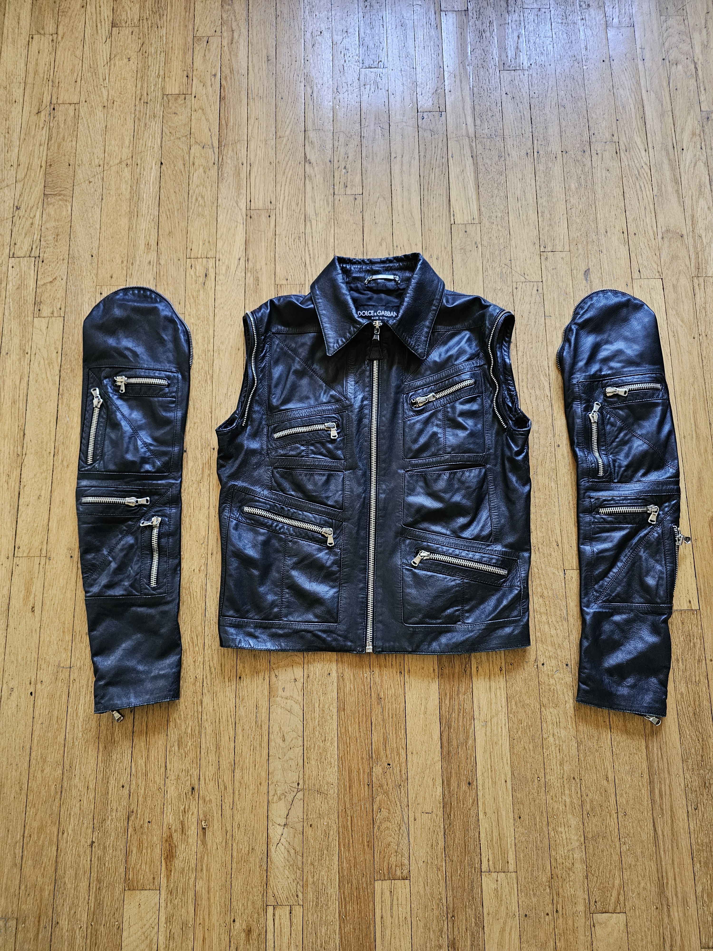 Dolce & Gabbana D&G 2002 Convertible Leather Moto Jacket Size US M / EU 48-50 / 2 - 4 Thumbnail