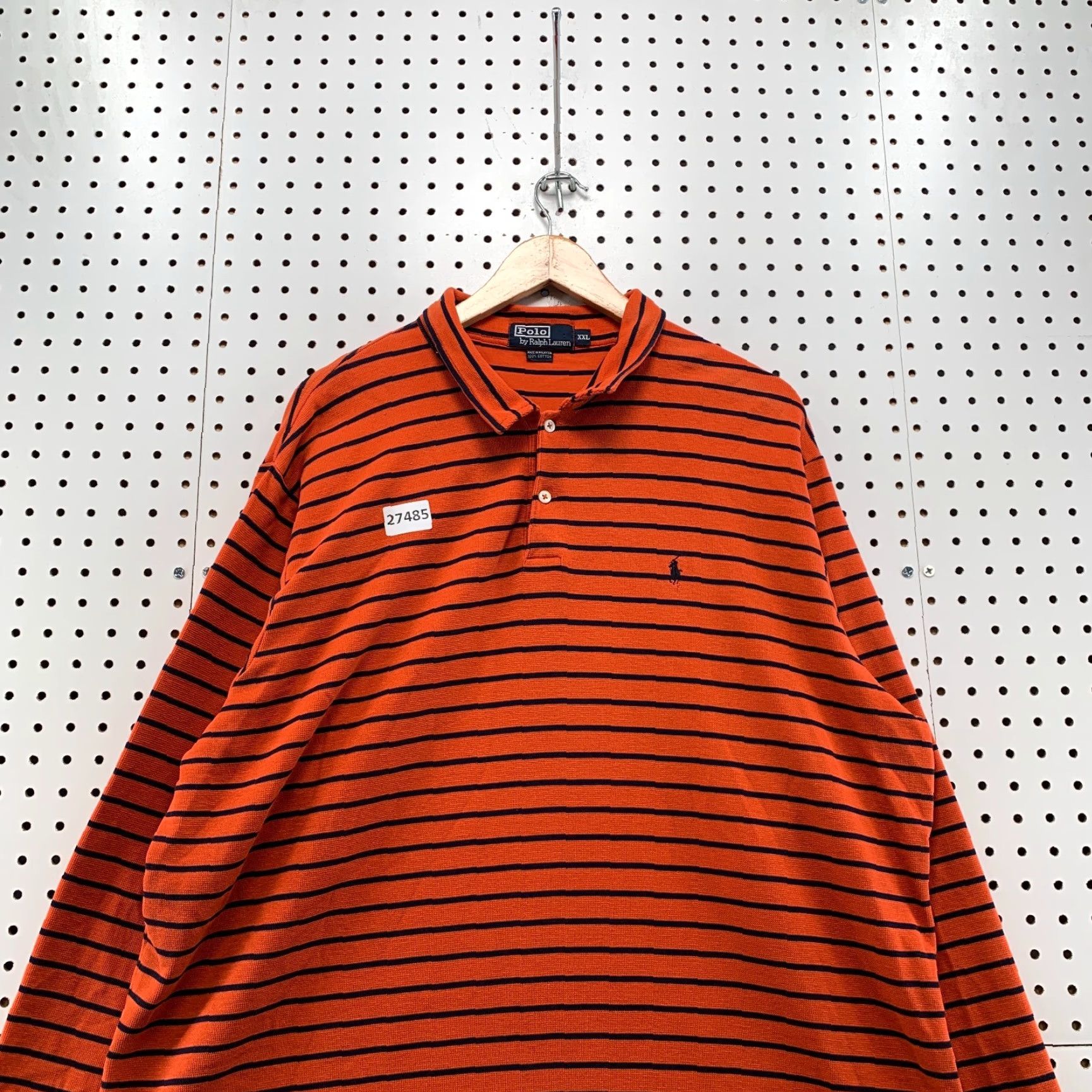 Polo Ralph Lauren VINTAGE Polo Ralph Lauren Shirt Striped Collared 2XL Orange Black Mens 26.5x31 Polo Shirt Size US XXL / EU 58 / 5 - 6 Thumbnail