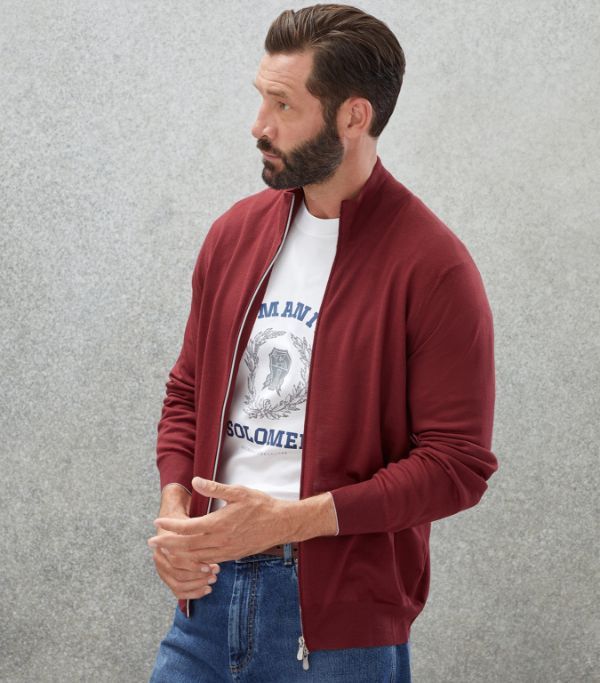 Brunello Cucinelli o1w1db10924 Cardigan in Dark Red Size US XS / EU 42 / 0 - 2 Thumbnail