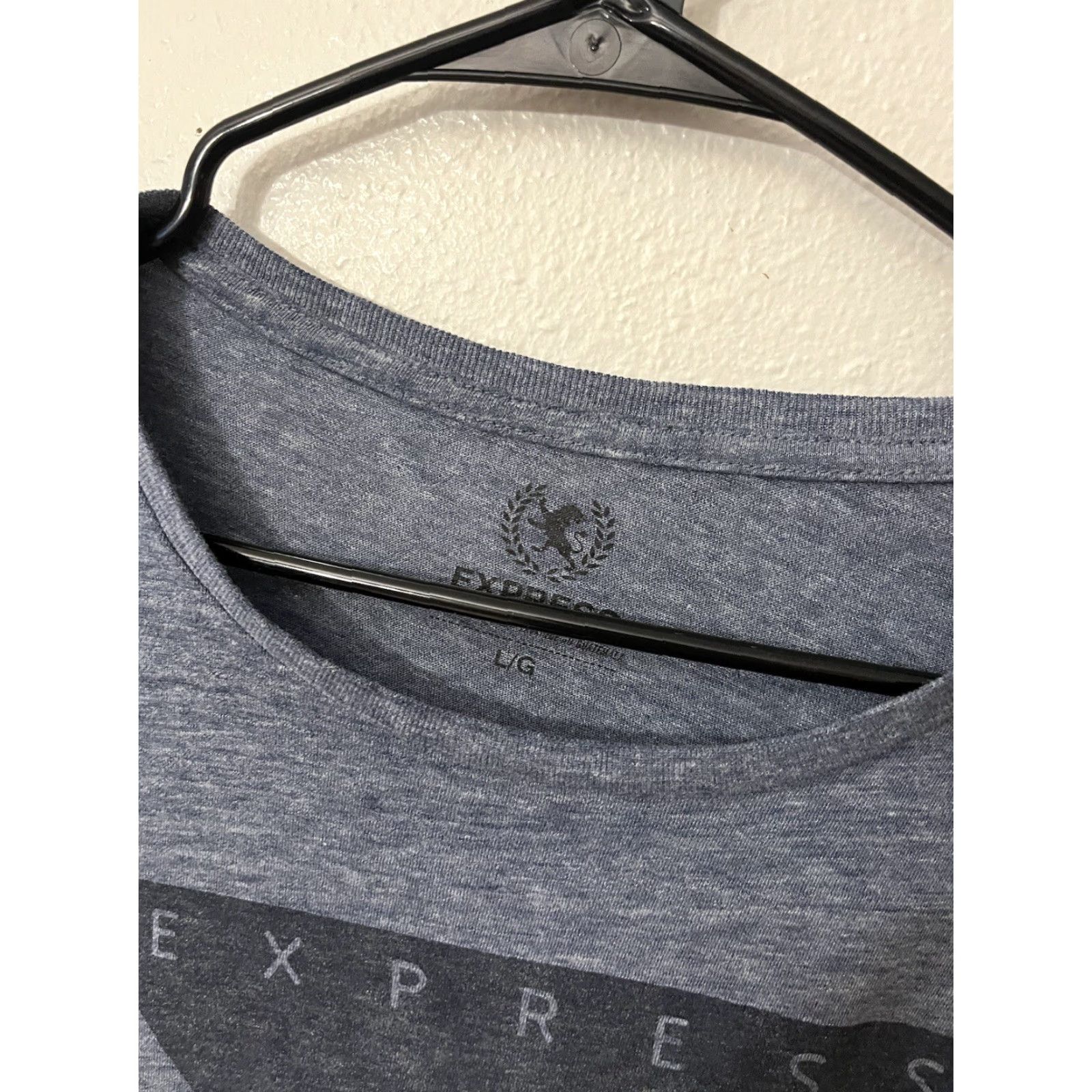 Express EXPRESS Graphic Print T-Shirt Men L Blue Crew Neck Short Sleeve Logo Slim Fit Cotton Shirt Size US L / EU 52-54 / 3 - 3 Thumbnail