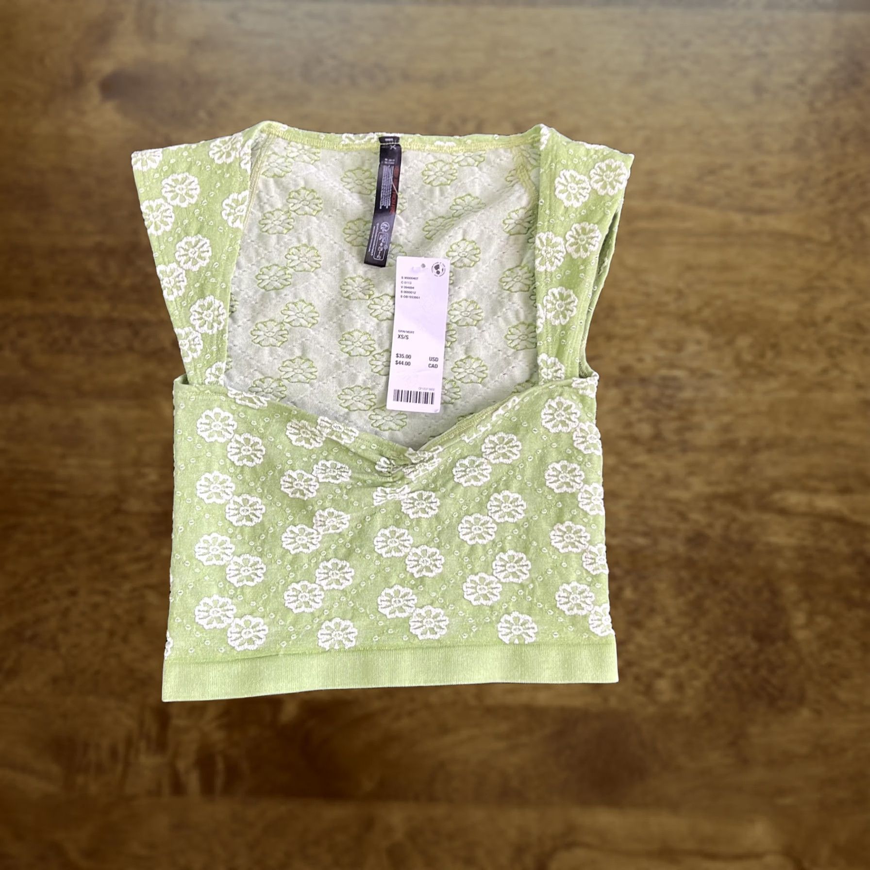 Vintage VINTAGE Green Floral Cropped Tank Top Womens XS/S V Neck Stretch Knit Sleeveless Size XS / US 0-2 / IT 36-38 - 1 Thumbnail