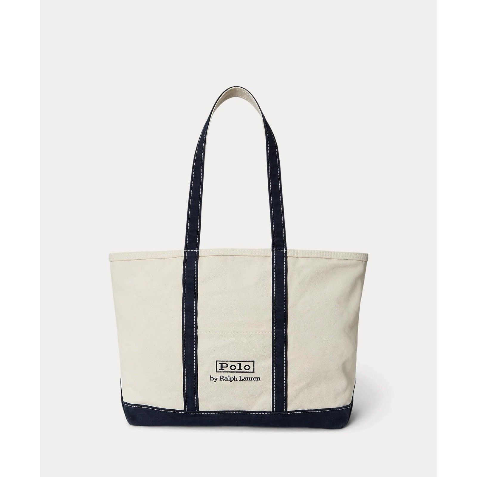 Lauren Ralph Lauren NWT Lauren Ralph Lauren Canvas Cream/Navy Medium Canvas Tote Size ONE SIZE - 8 Thumbnail