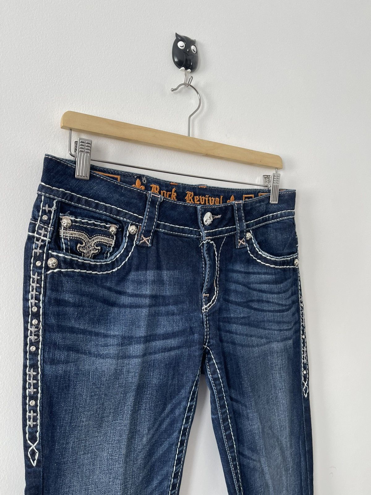Rock Revival Rare ROCK REVIVAL Skinny Embellished Flap Pockets Size US 29 - 8 Thumbnail