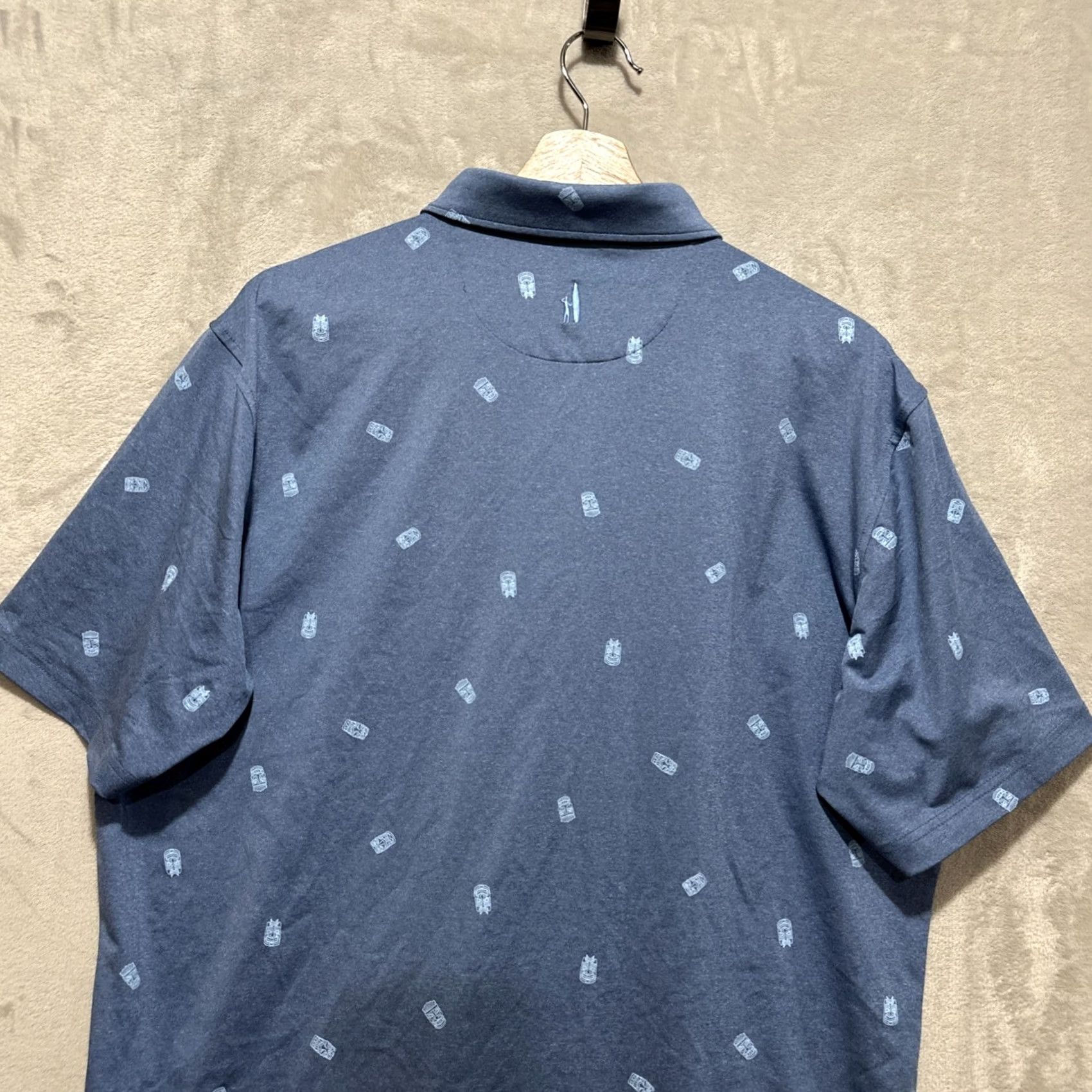 johnnie-O Johnnie-O Okie Polo Shirt Short Sleeve L Embroidered Logo Tiki Print Blue Mens Polo Size US L / EU 52-54 / 3 - 5 Thumbnail