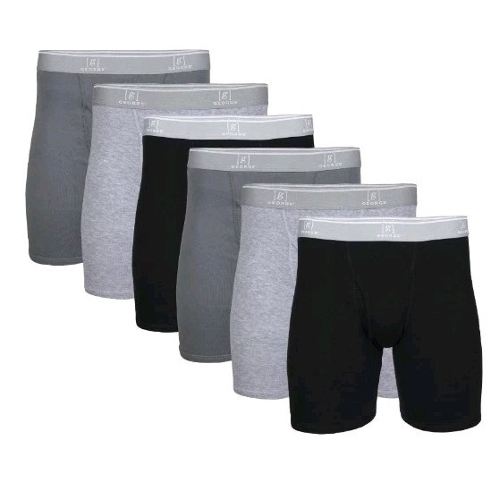 George George Men's Cotton Boxer Briefs 6-Pack Size S (28-30) Multi Size 28 - 2 Thumbnail